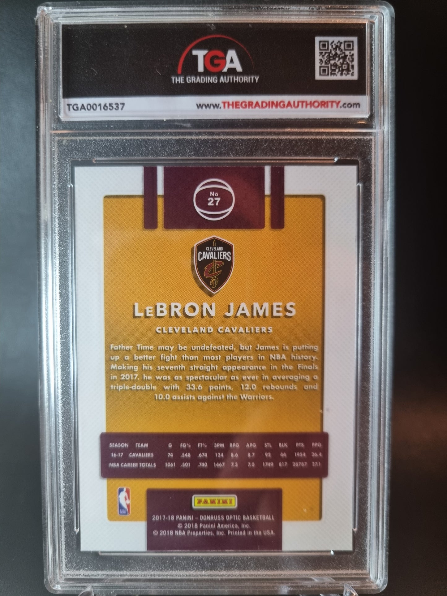 2017 Panini Donruss Optic #27 Lebron James TGA 8 Near Mint