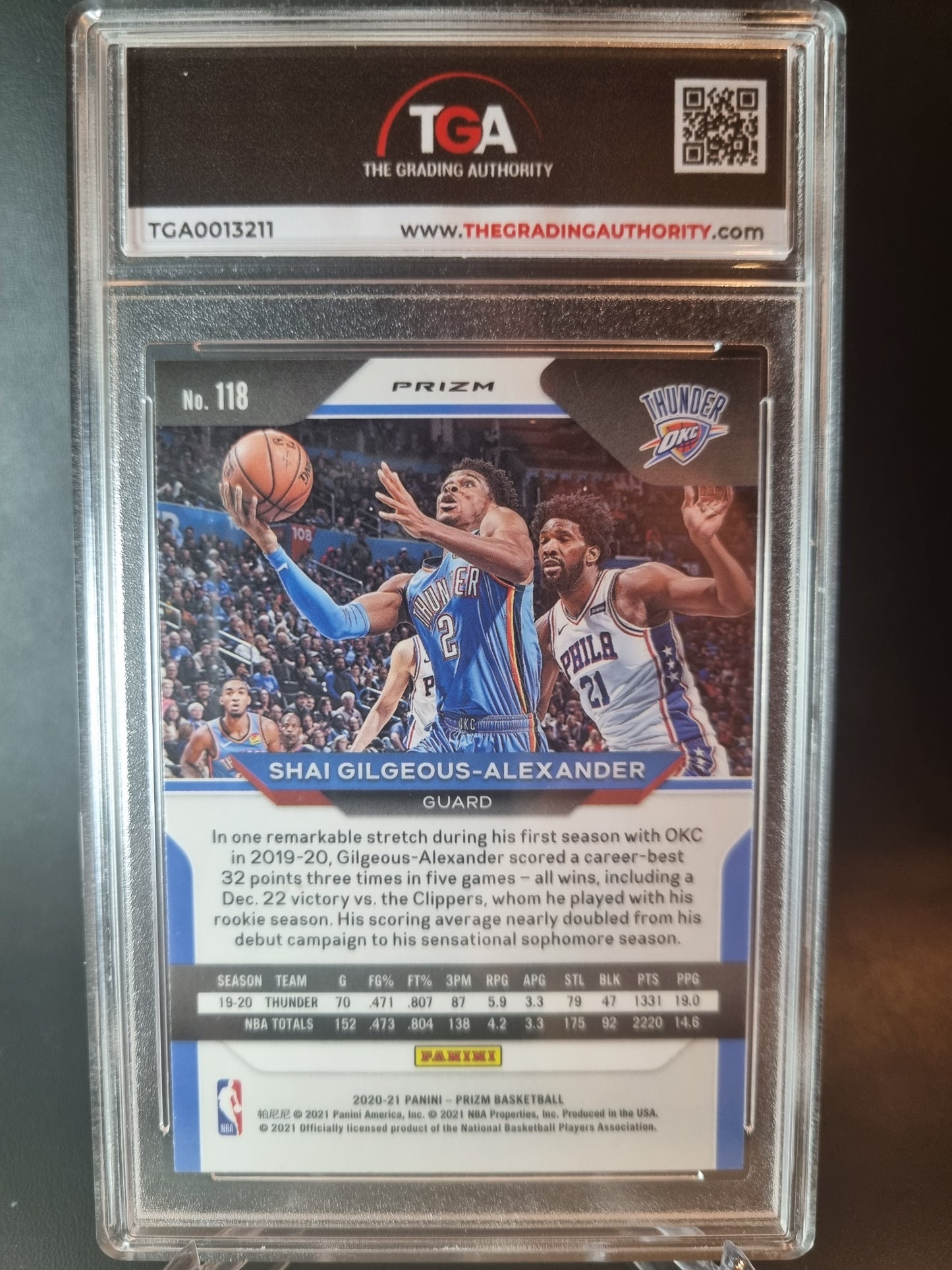 2020 Panini Prizm Silver #118 Shai Gilgeous Alexander TGA 9.5 Gem Mint