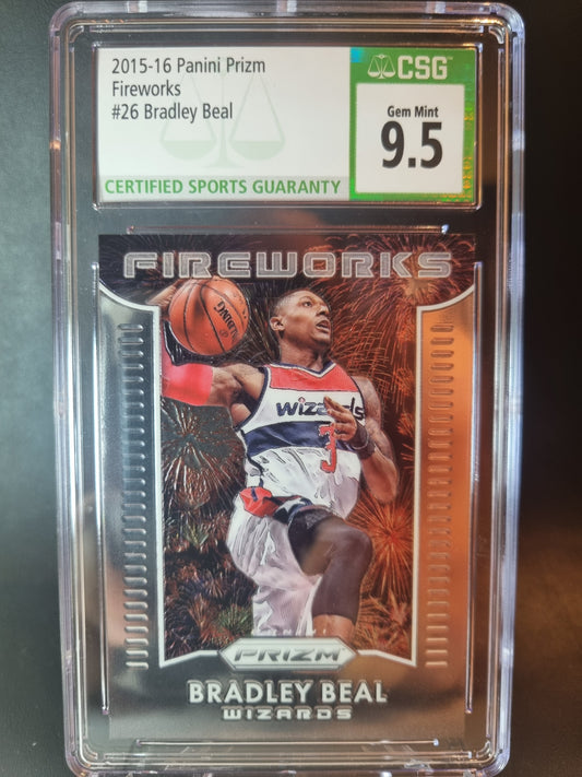 2015 Panini Prizm #26 Bradley Beal Fireworks CSG 9.5 Gem Mint