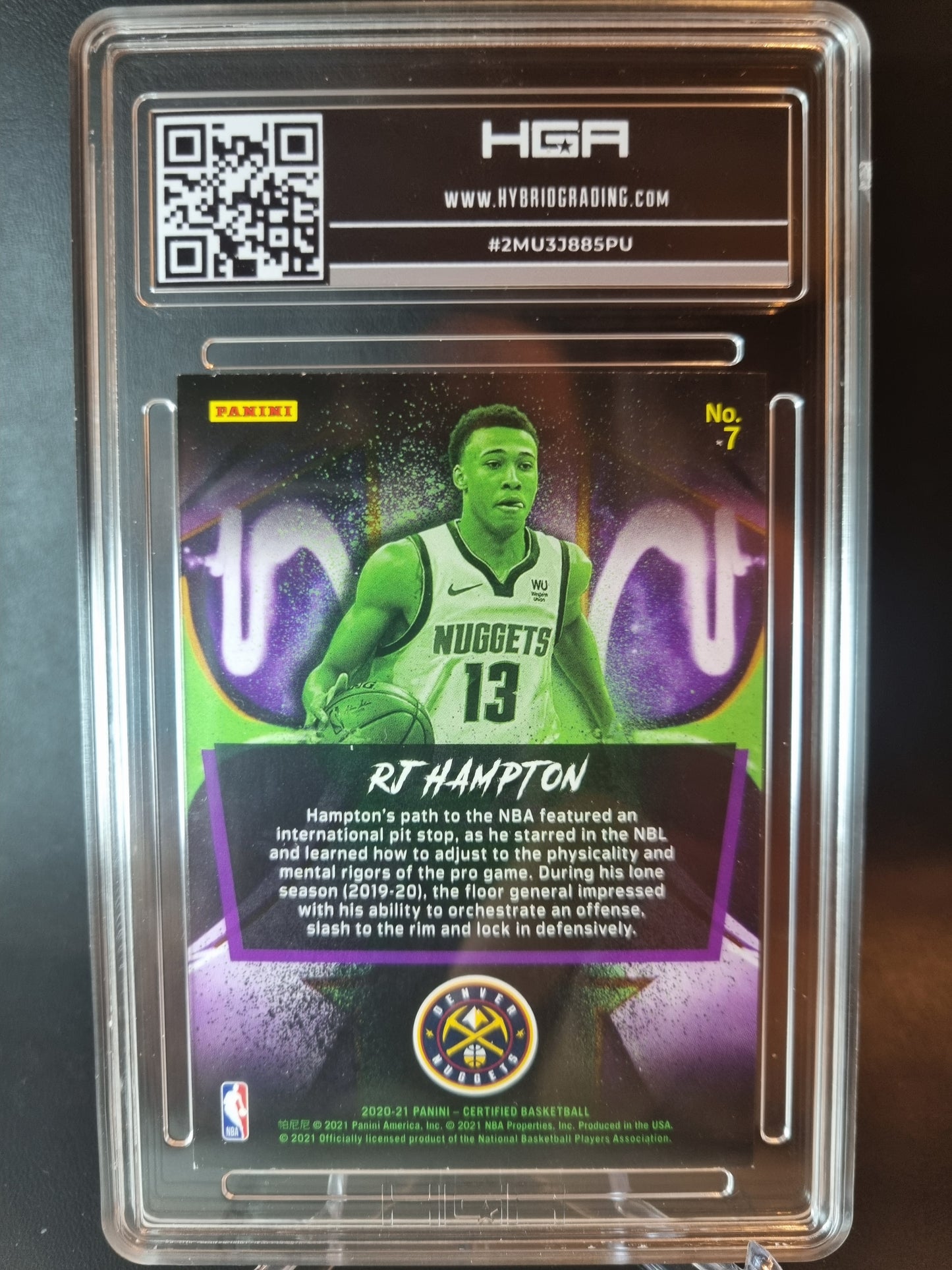 2020 Panini Certified #7 RJ Hampton HGA 9 Mint