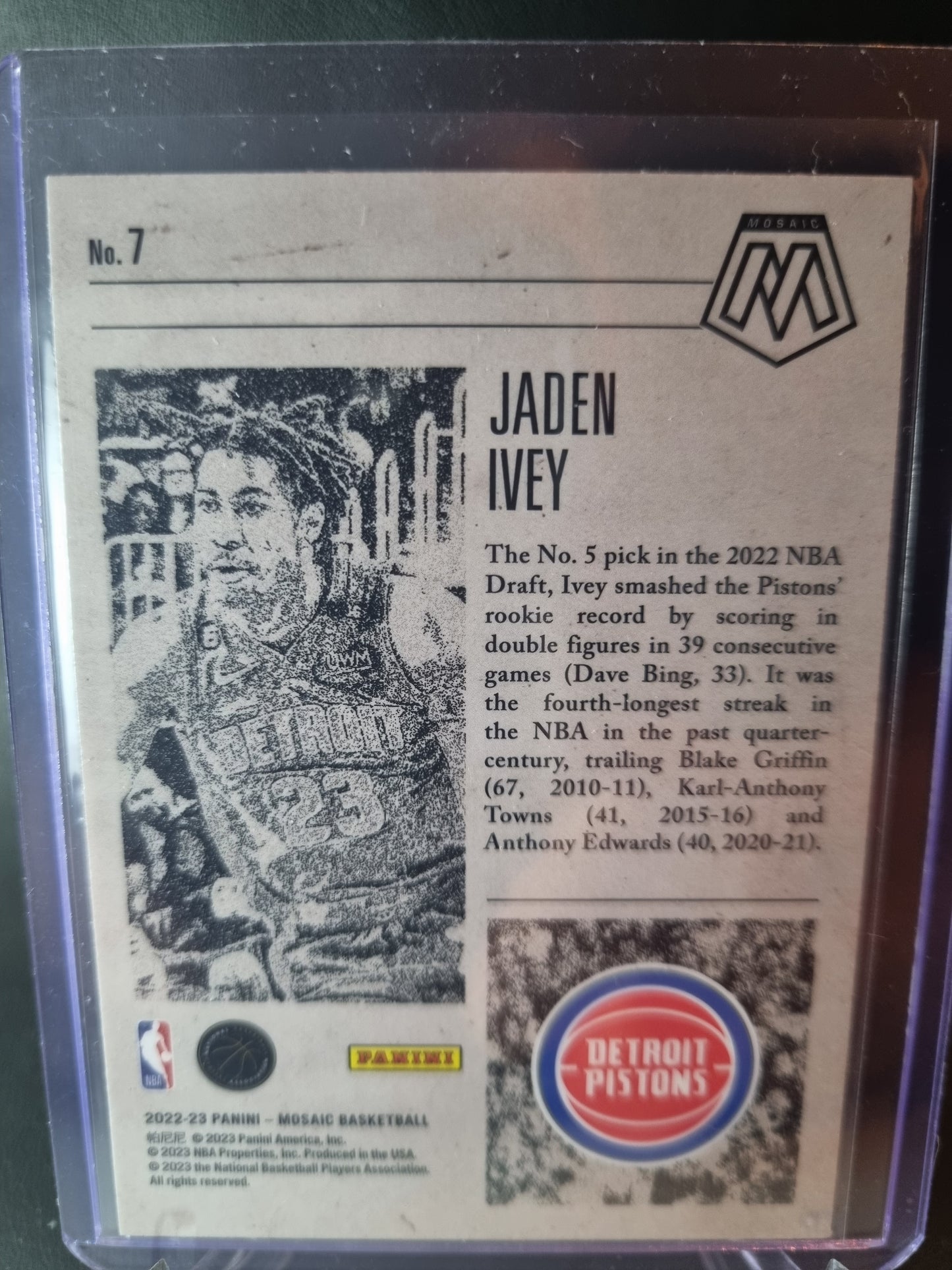 2022-23 Panini Mosaic Notoriety #7 Jaden Ivey Rookie Card