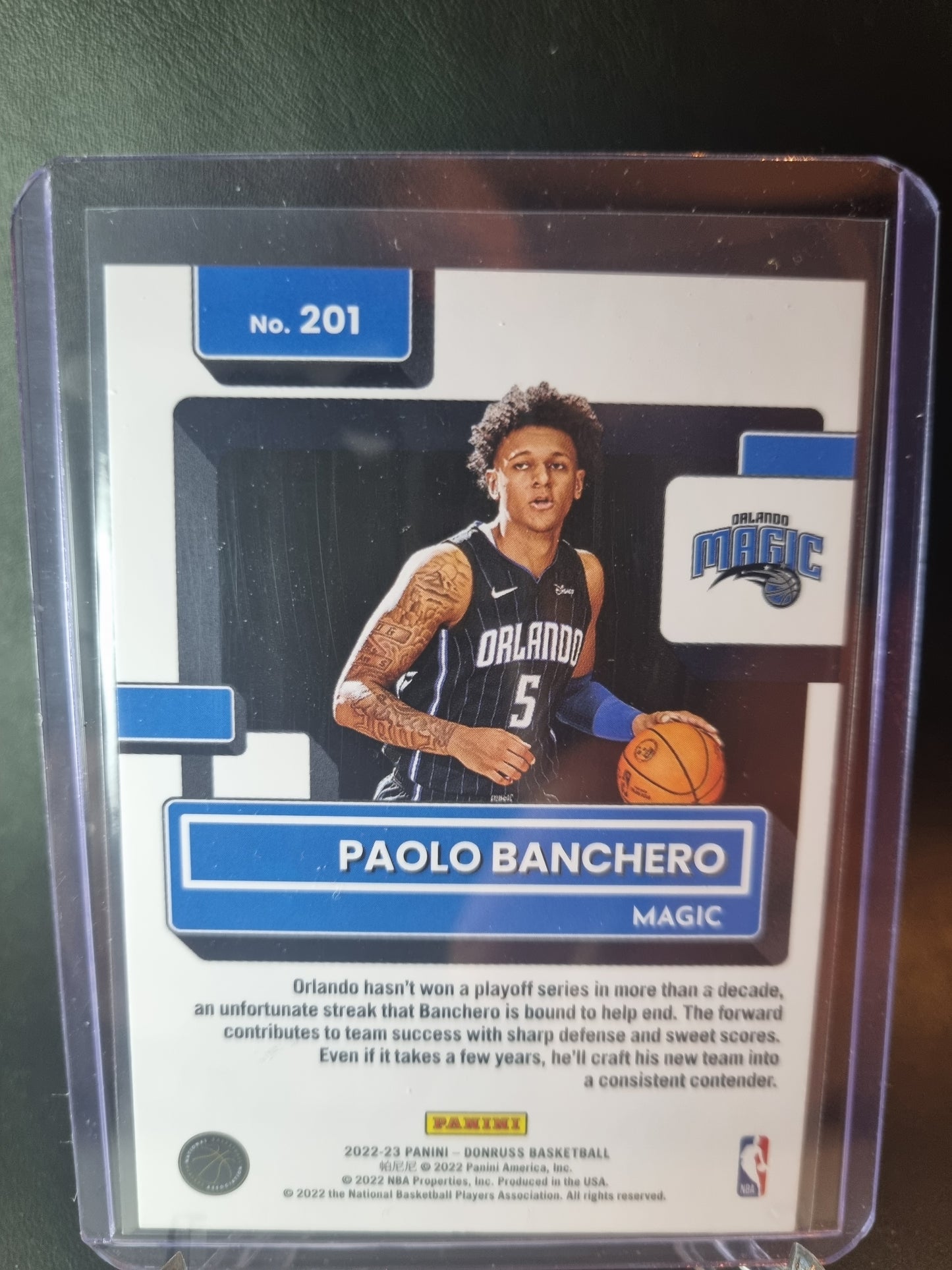 2022-23 Panini Donruss Rated Rookie #201 Paolo Banchero Rookie Card