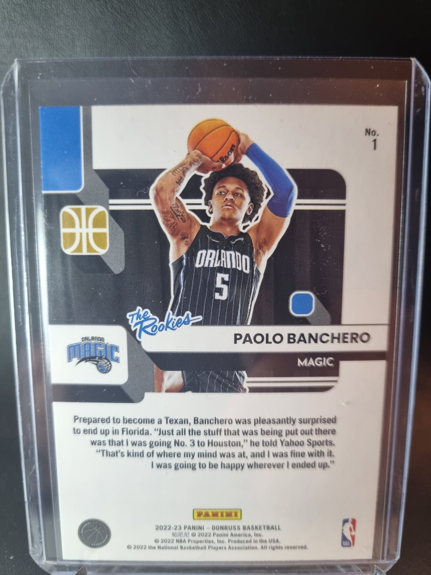 2022-23 Panini Donruss The Rookies #1 Paolo Banchero Rookie Card