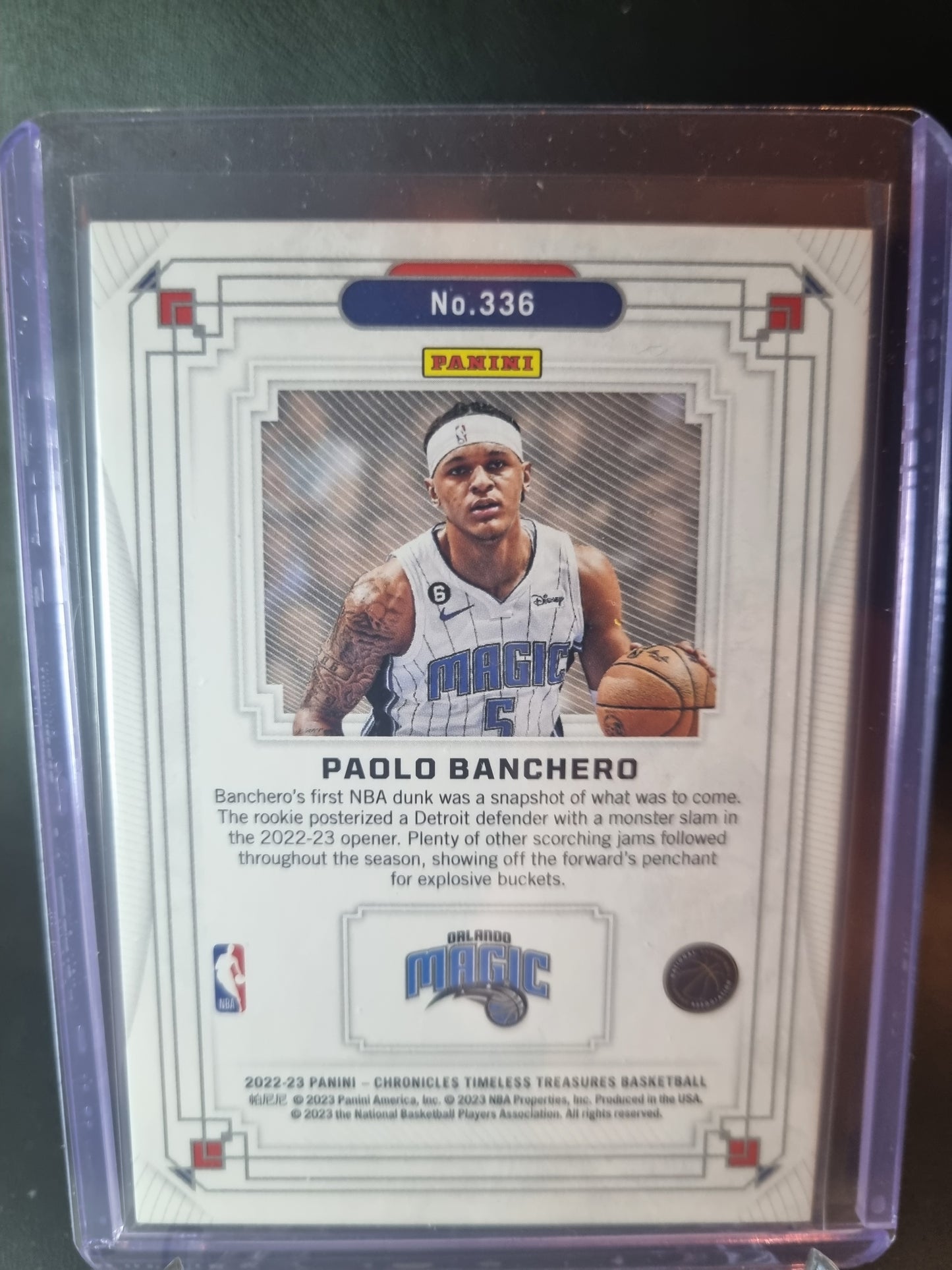 2022-23 Panini Chronicles Timeless Treasures #336 Paolo Banchero Rookie Card