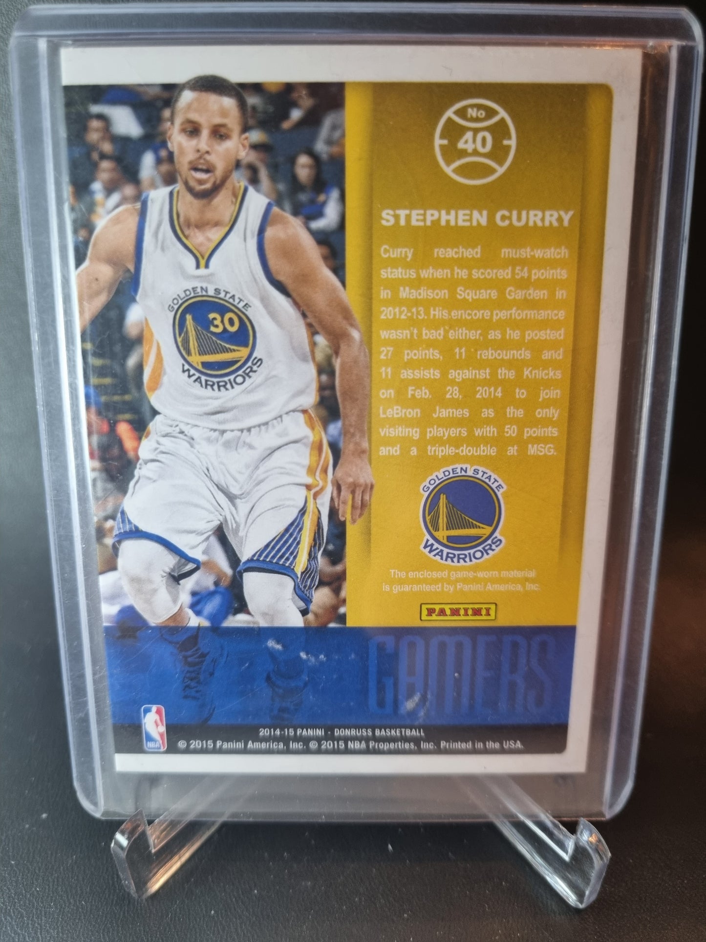 2014-15 Panini Donruss #40 Stephen Curry Gamers Patch Game Worn