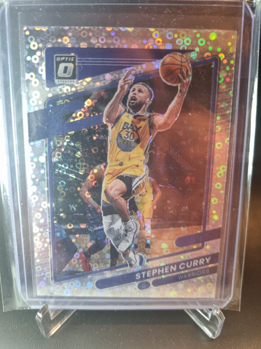 2021-22 Panini Donruss Optic #128 Stephen Curry Fast Break Silver Disco Prizm