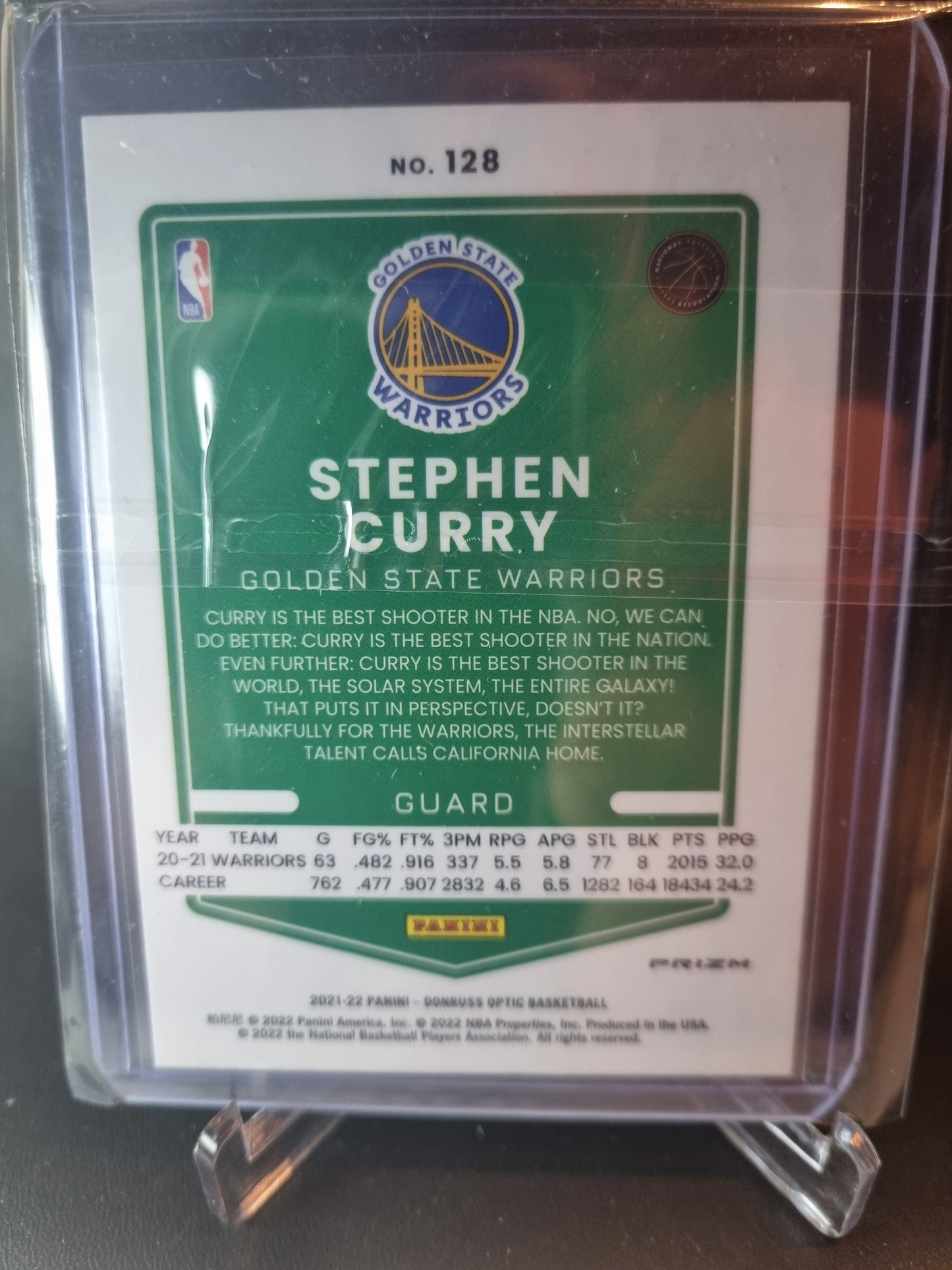 2021-22 Panini Donruss Optic #128 Stephen Curry Fast Break Silver Disco Prizm