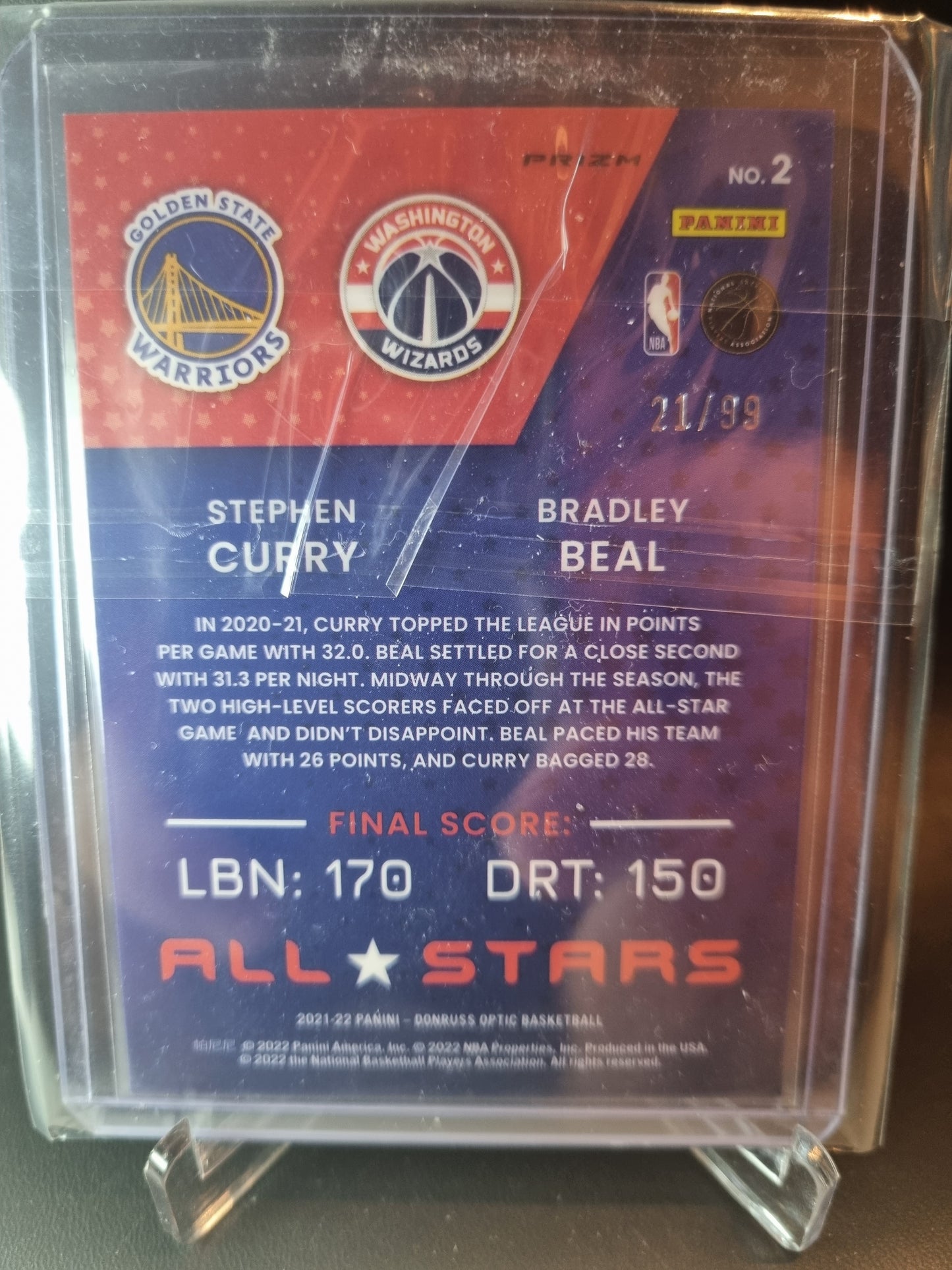 2021-22 Panini Donruss Optic #2 Stephen Curry/Bradley Beal All Stars 21/99