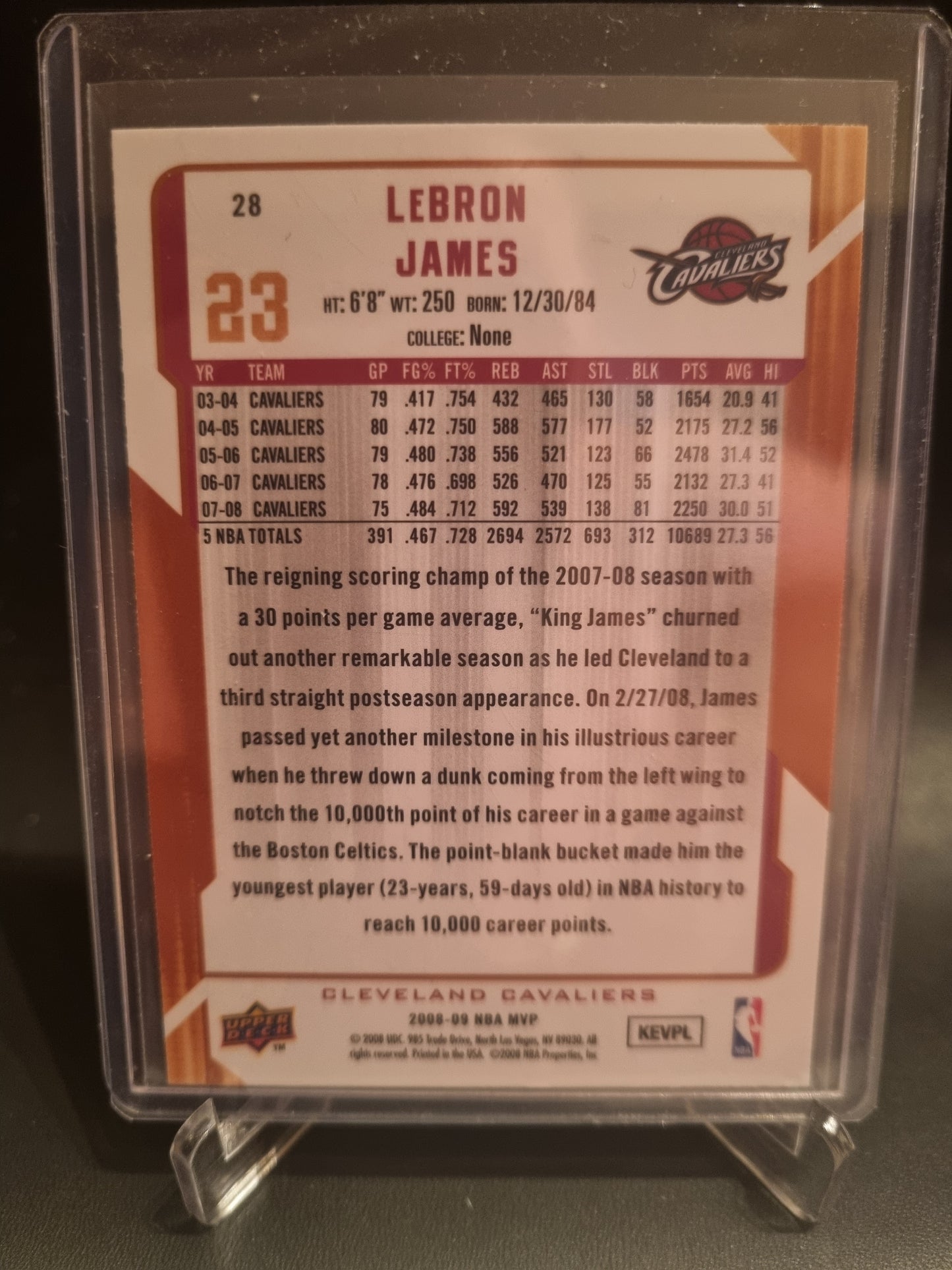 2008-09 Upper Deck #28 Lebron James MVP