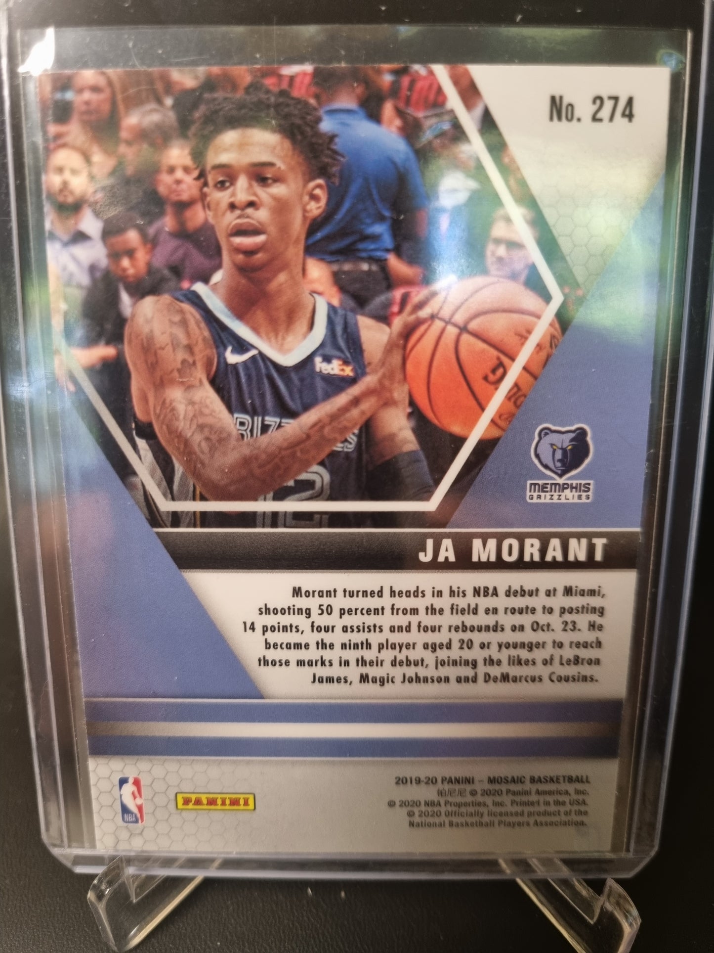 2019-20 Panini Mosaic #274 JA Morant Rookie Card NBA Debut