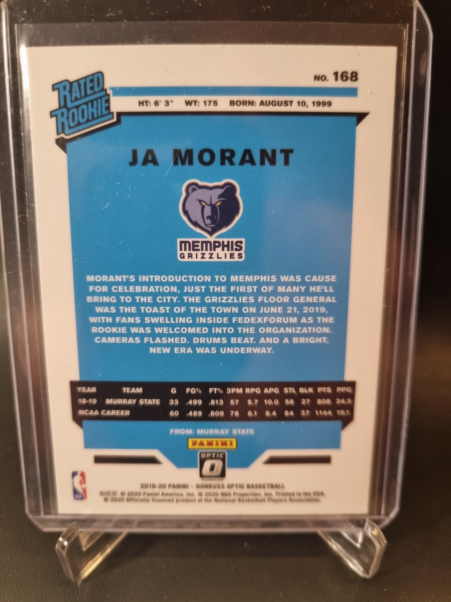 2019-20 Panini Donruss Optic #18 JA Morant Rookie Card Rated Rookie