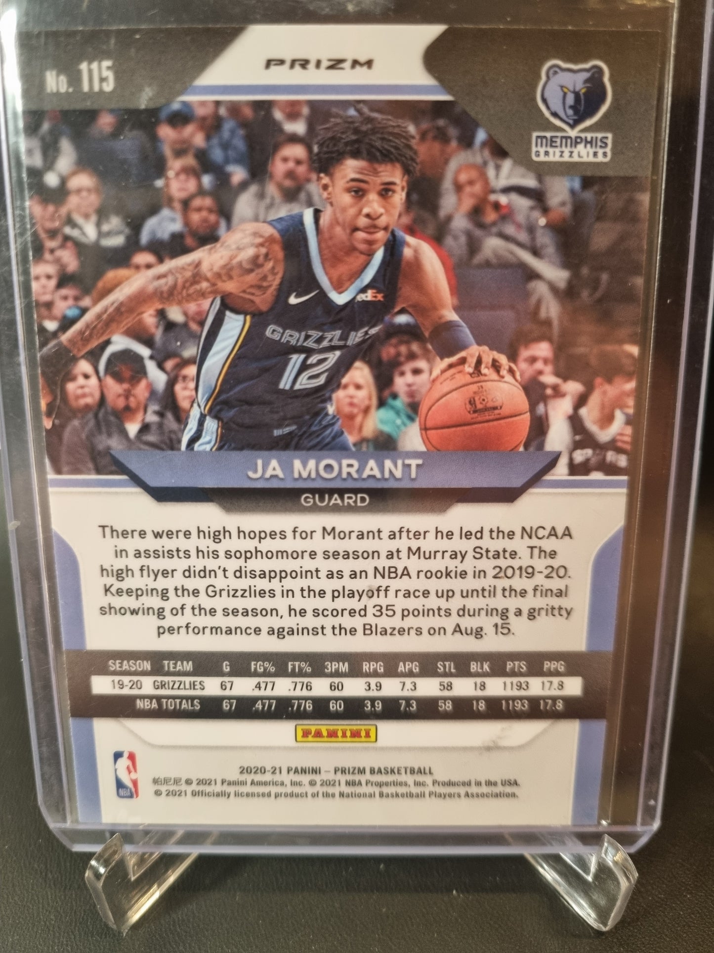 2021-22 Panini Prizm #115 JA Morant Red White Blue