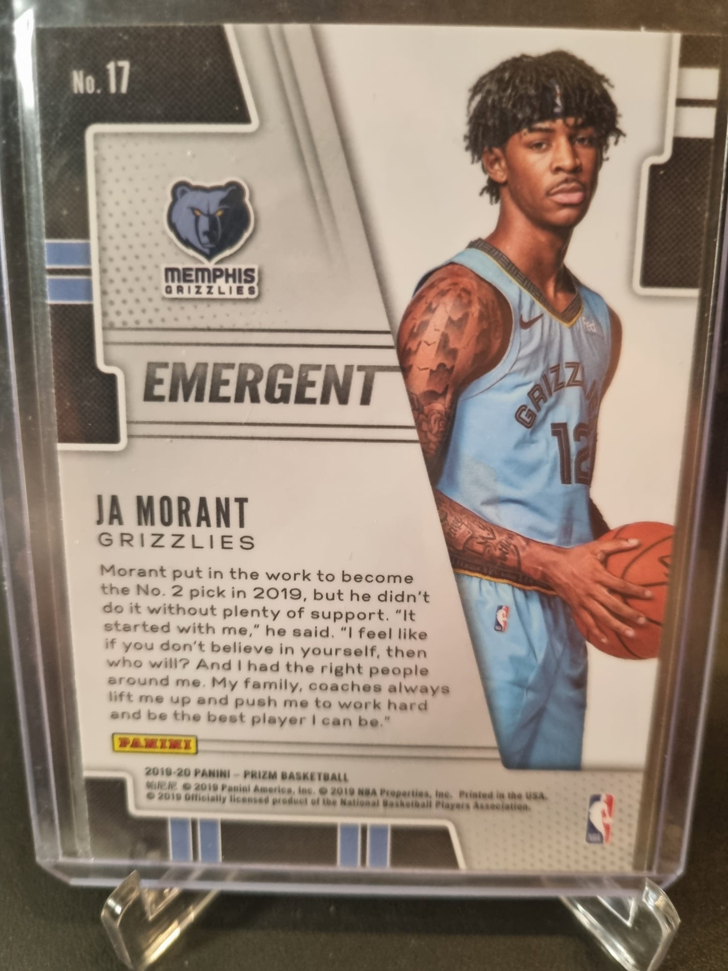 2019-20 Panini Prizm #17 JA Morant Rookie Card Emergent