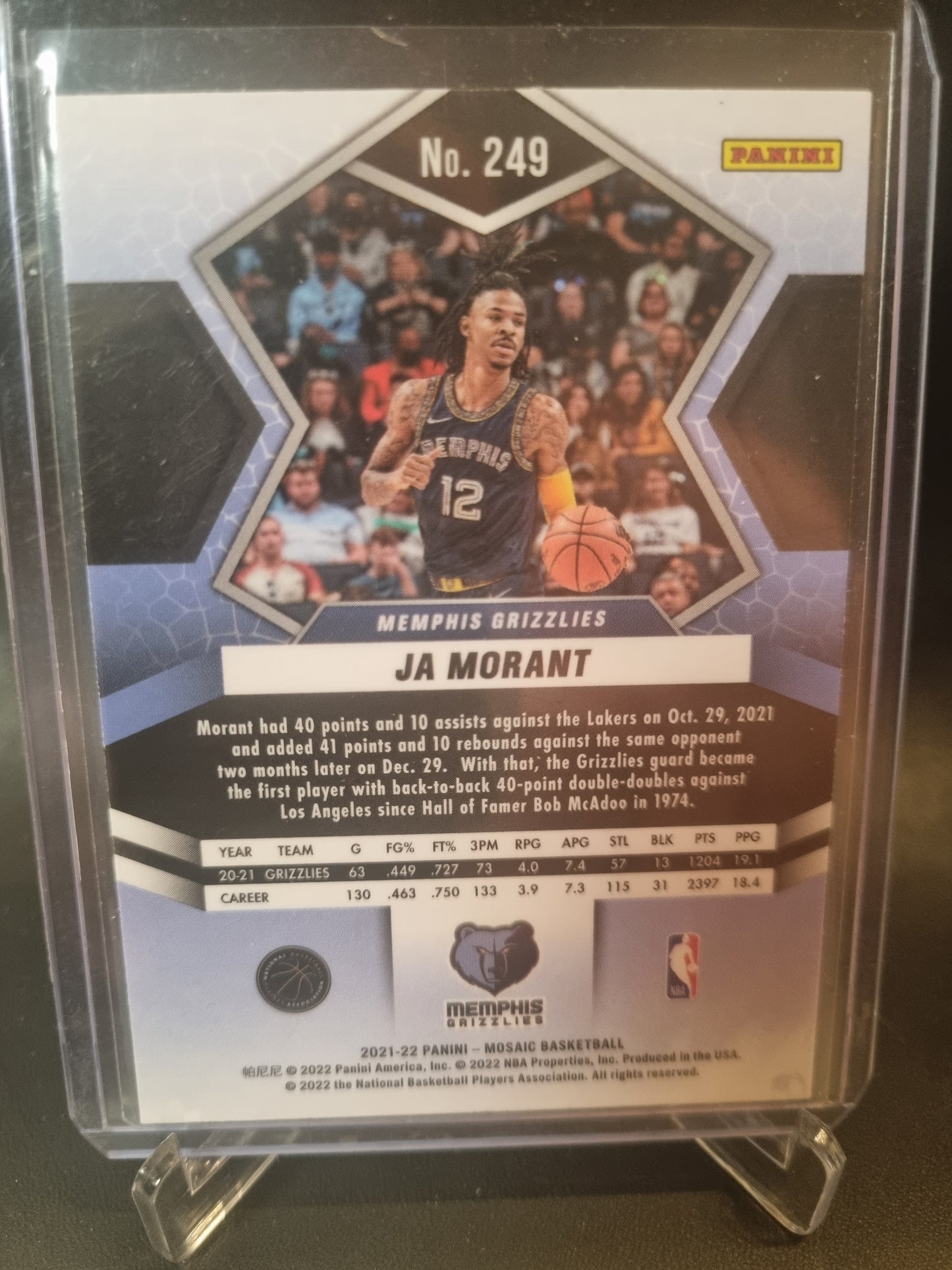 2021-22 Panini Mosaic #249 JA Morant National Pride