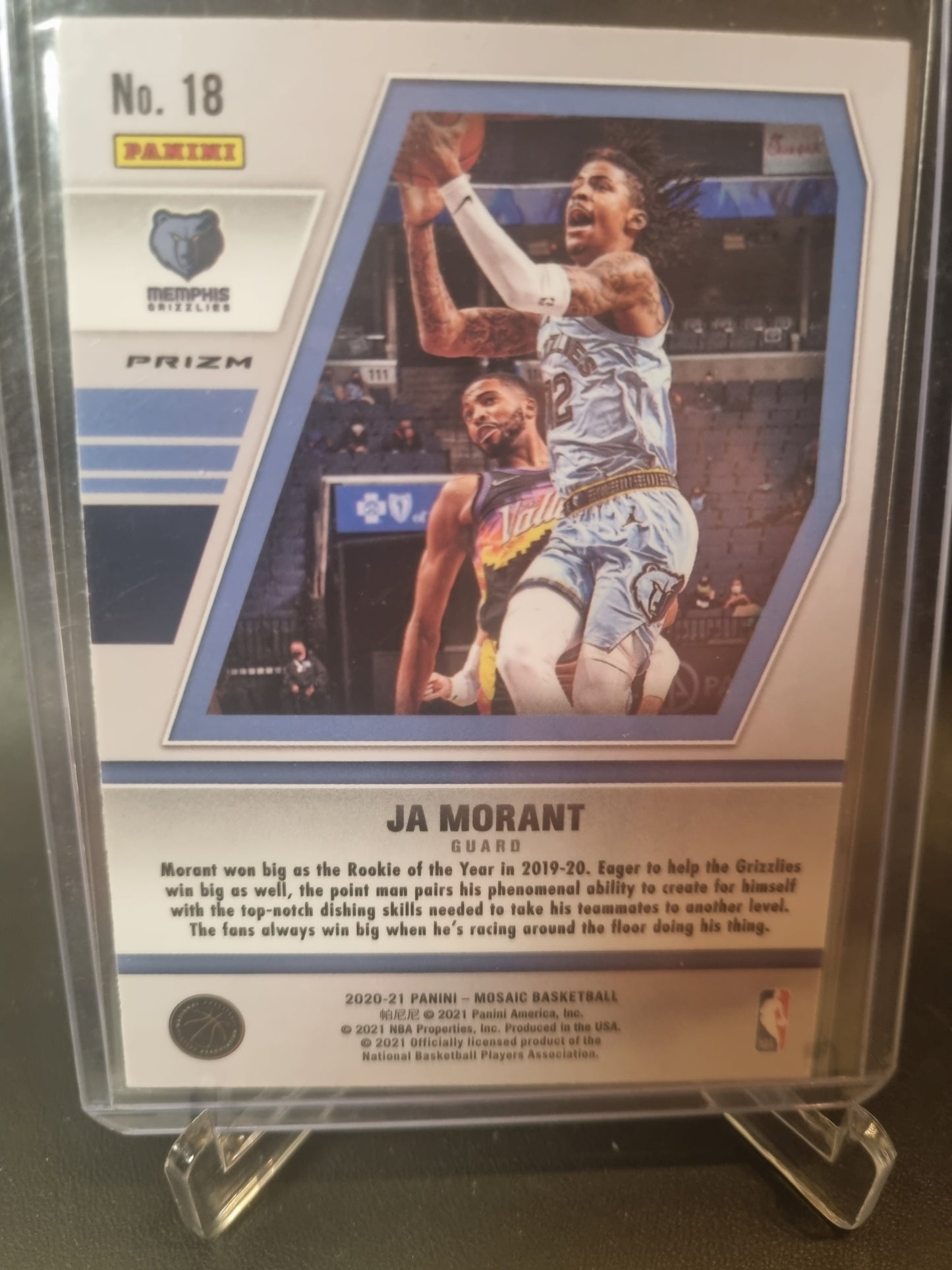 2020-21 Panini Mosaic #18 JA Morant Prizm Will To Win Green Mosaic