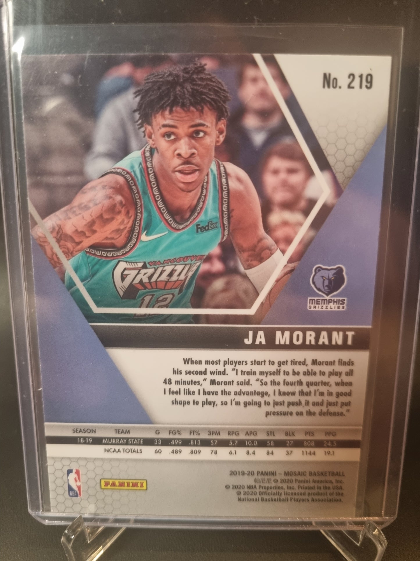 2019-20 Panini Mosaic #219 JA Morant Rookie Card