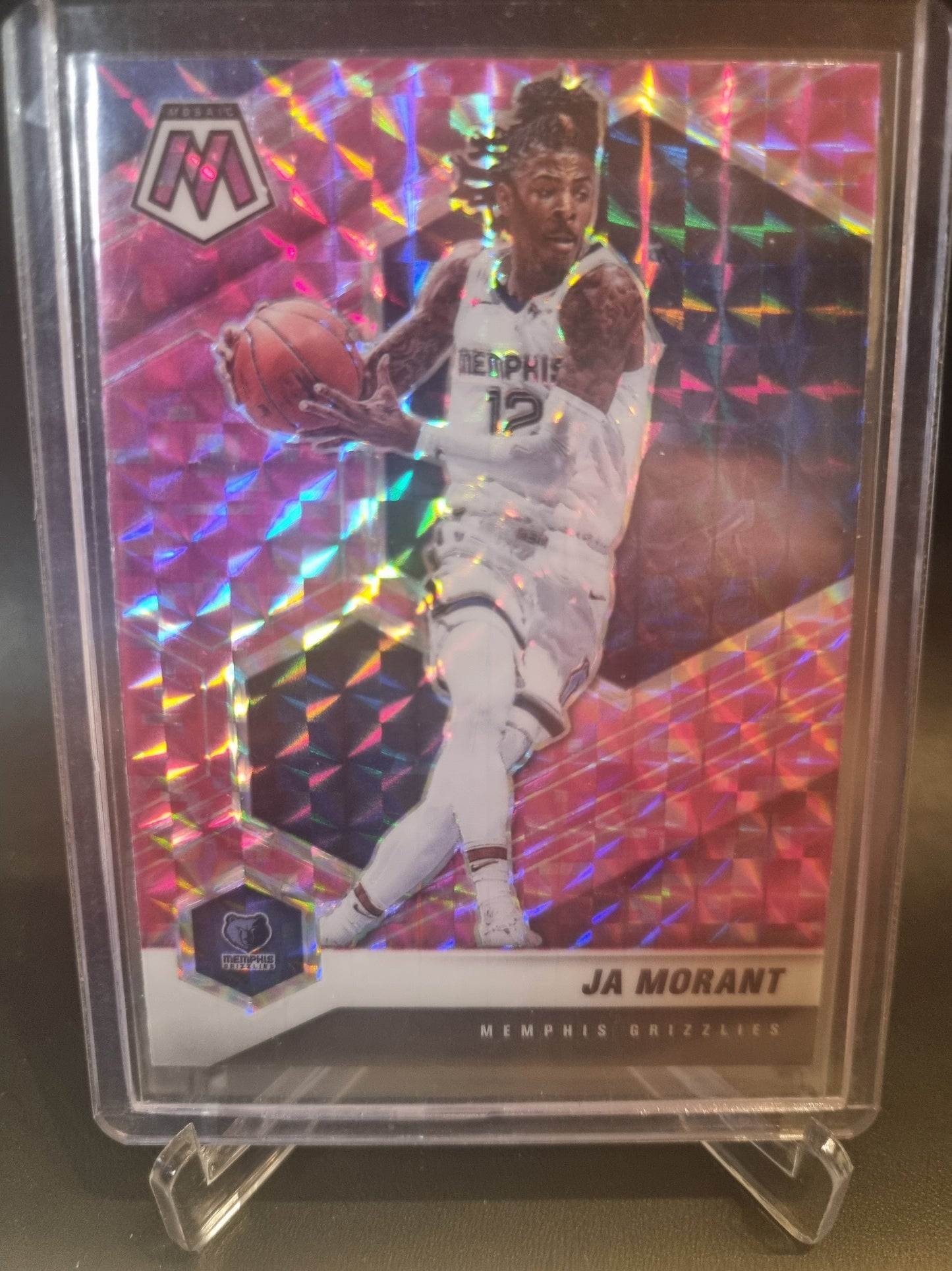 2020-21 Panini Mosaic #40 JA Morant Prizm Pink Mosaic