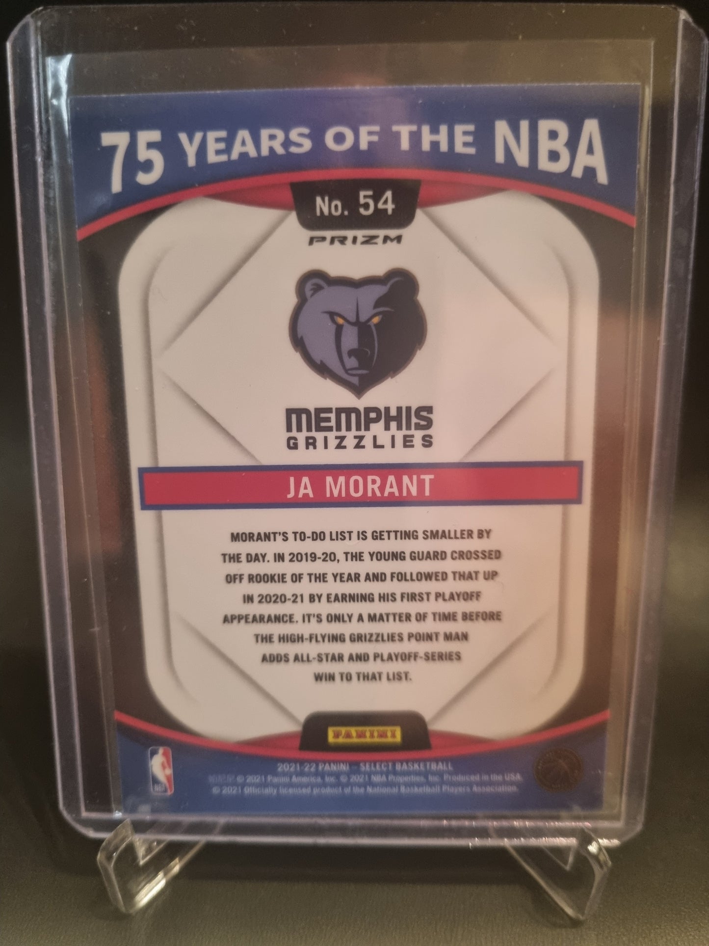 2021-22 Panini Select #54 JA Morant 75 Years Of The NBA Prizm Silver