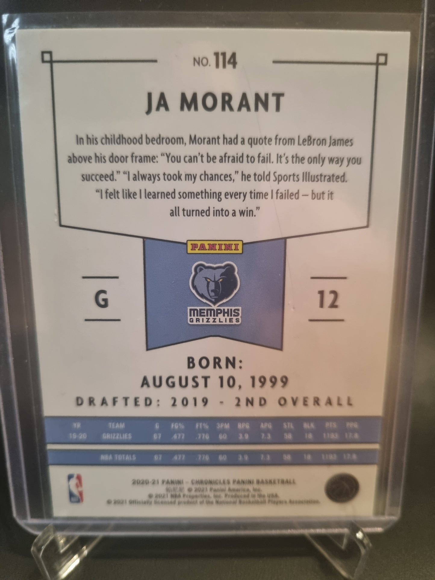 2020-21 Panini Chronicles #114 JA Morant Insert G/12