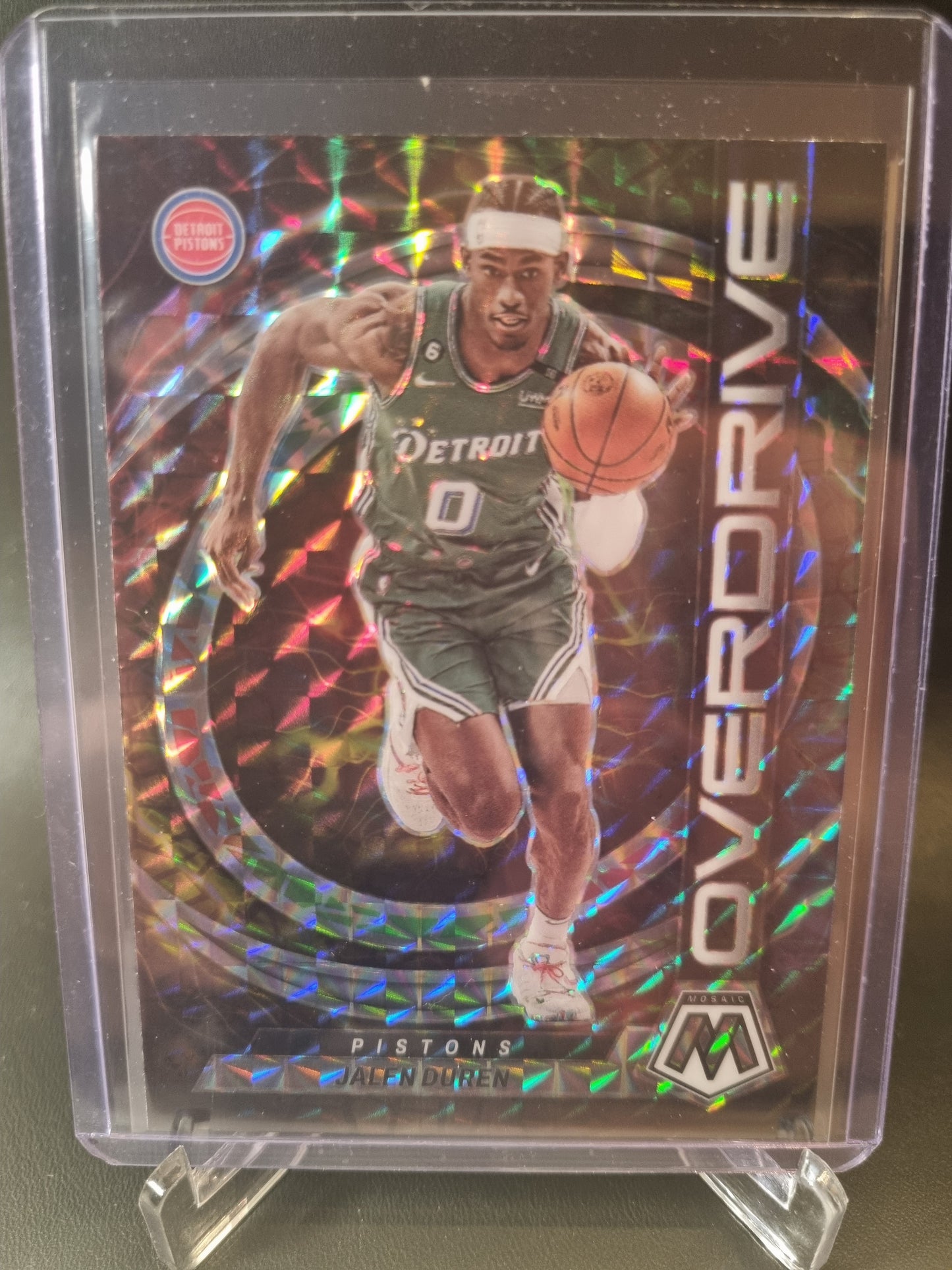 2022-23 Panini Mosaic #1 Jalen Duren Rookie Card Prizm Overdrive