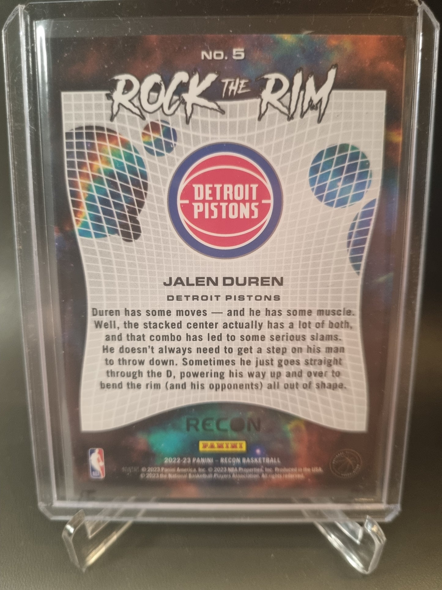 2022-23 Panini Recon #5 Jalen Duren Rookie Card Rock The Rim