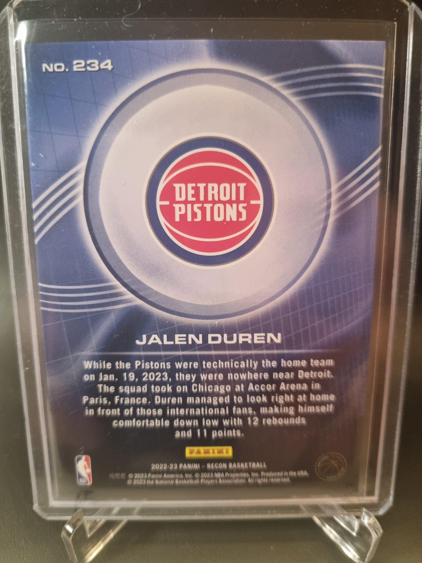 2022-23 Panini Recon #234 Jalen Duren Rookie Card 152/199