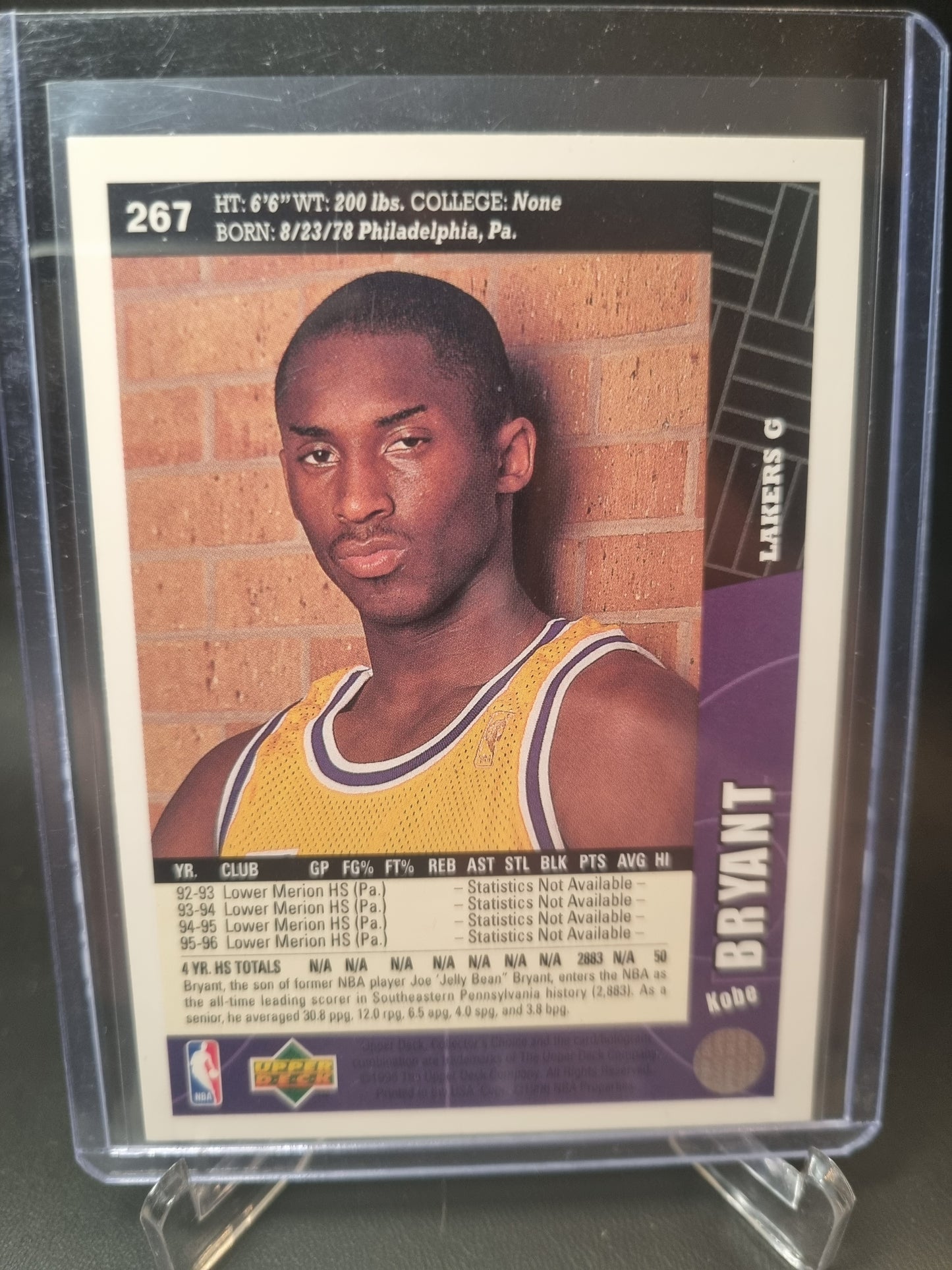 1996 Upper Deck #267 Kobe Bryant Rookie Card