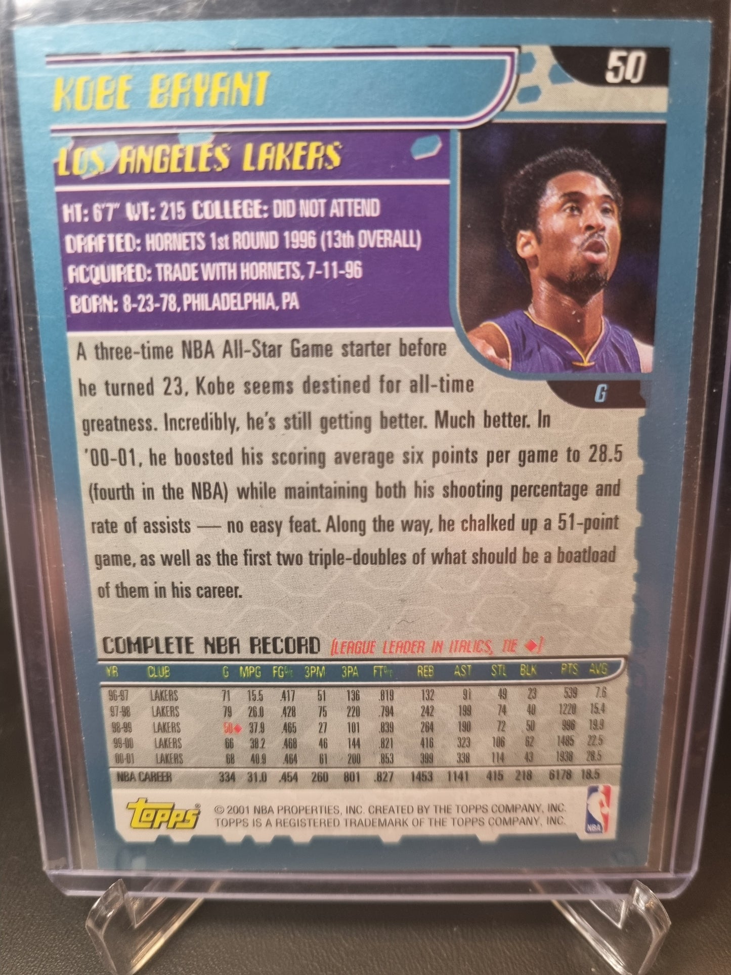 2001 Topps #50 Kobe Bryant