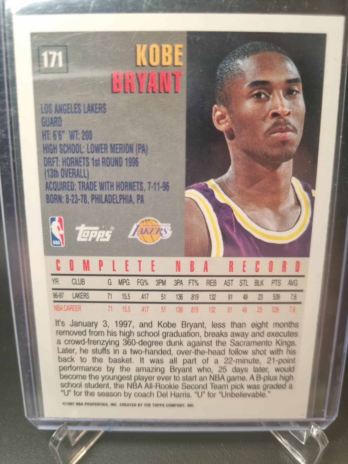 1997 Topps #171 Kobe Bryant