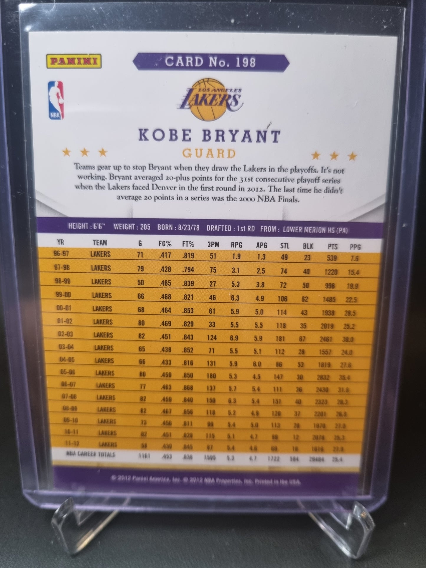 2012 Panini Hoops #198 Kobe Bryant