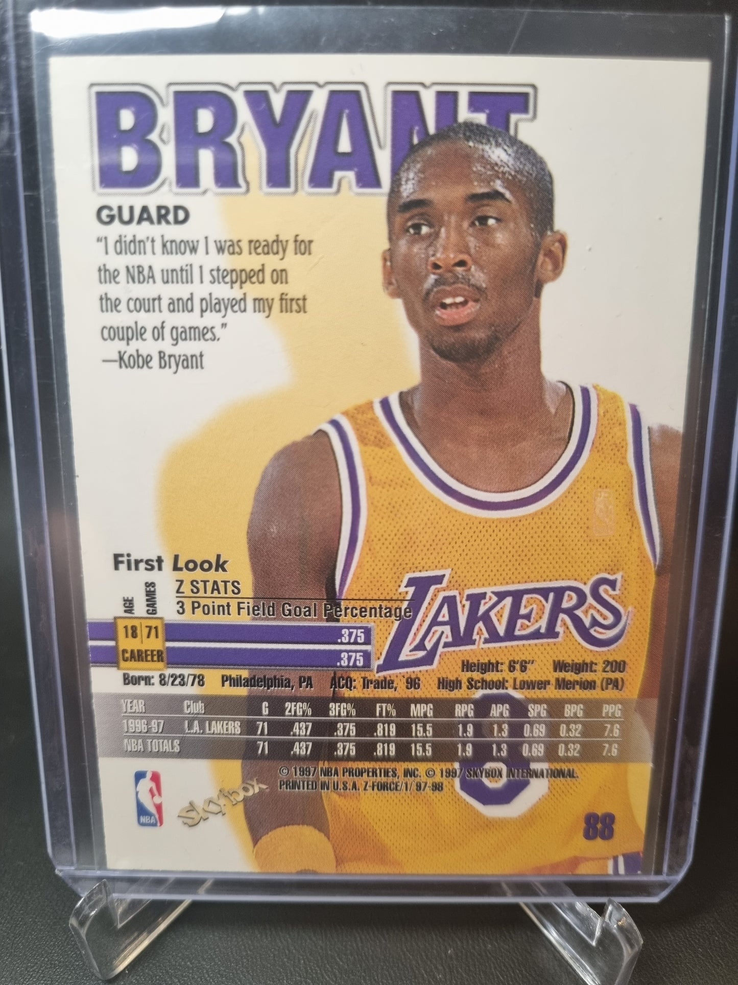 1997 Skybox #88 Kobe Bryant Z Force