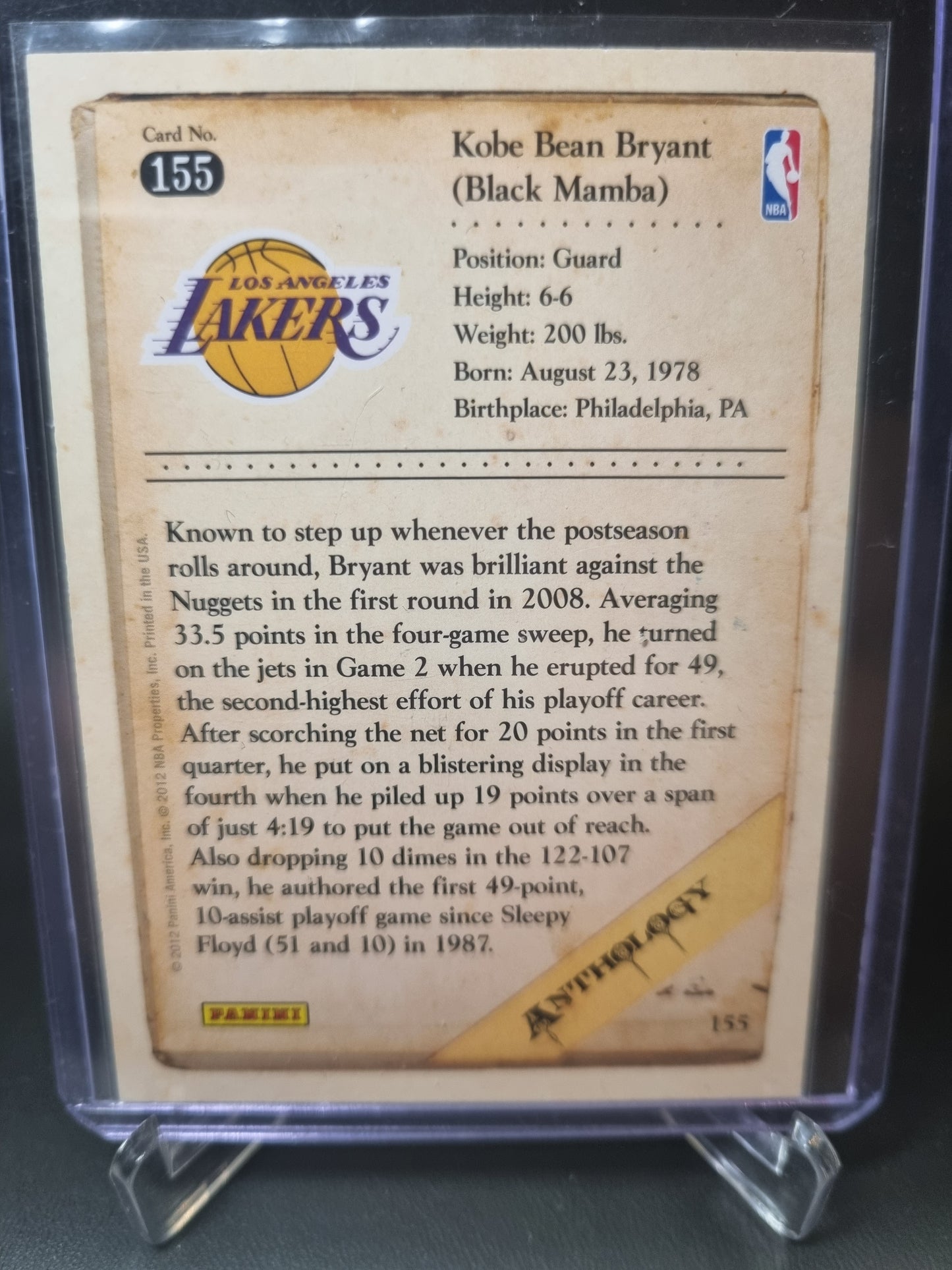 2012 Panini #155 Kobe Bryant Anthology