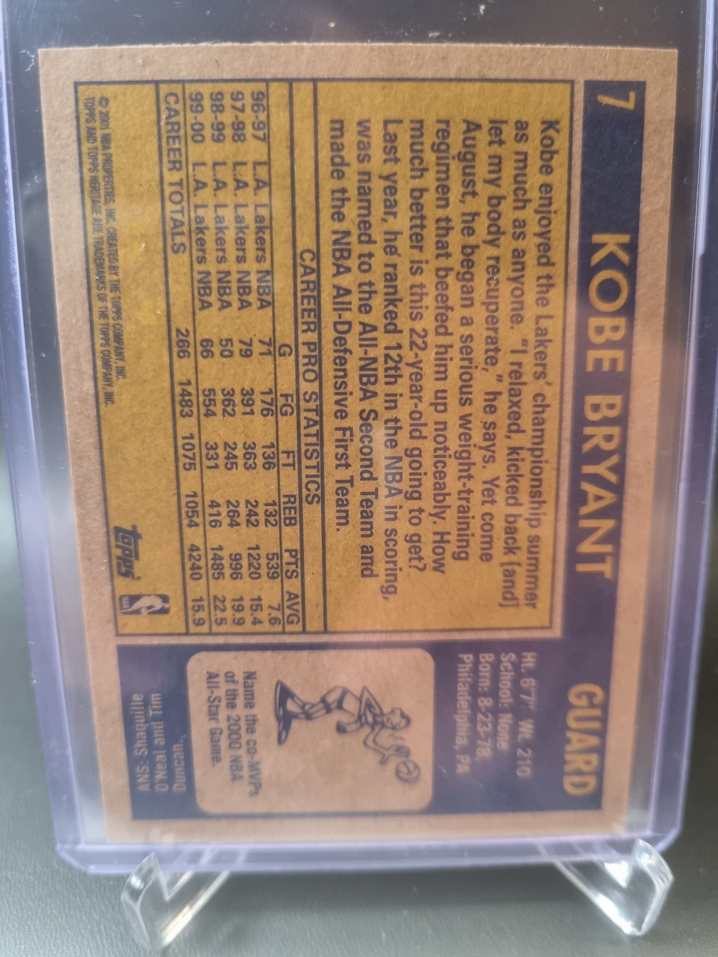 2001 Topps #7 Kobe Bryant Heritage
