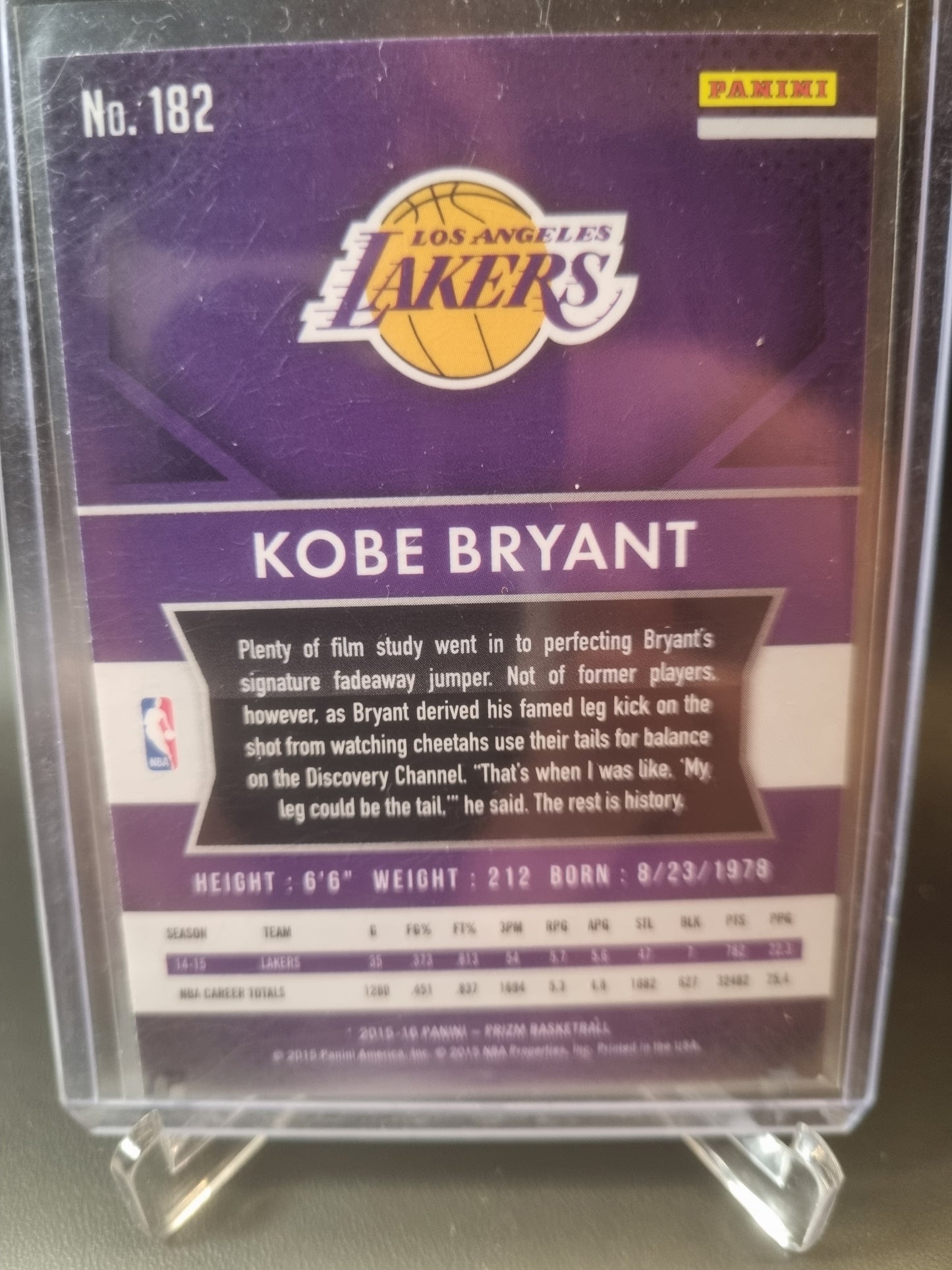 2015-16 Panini Prizm #182 Kobe Bryant Prizm