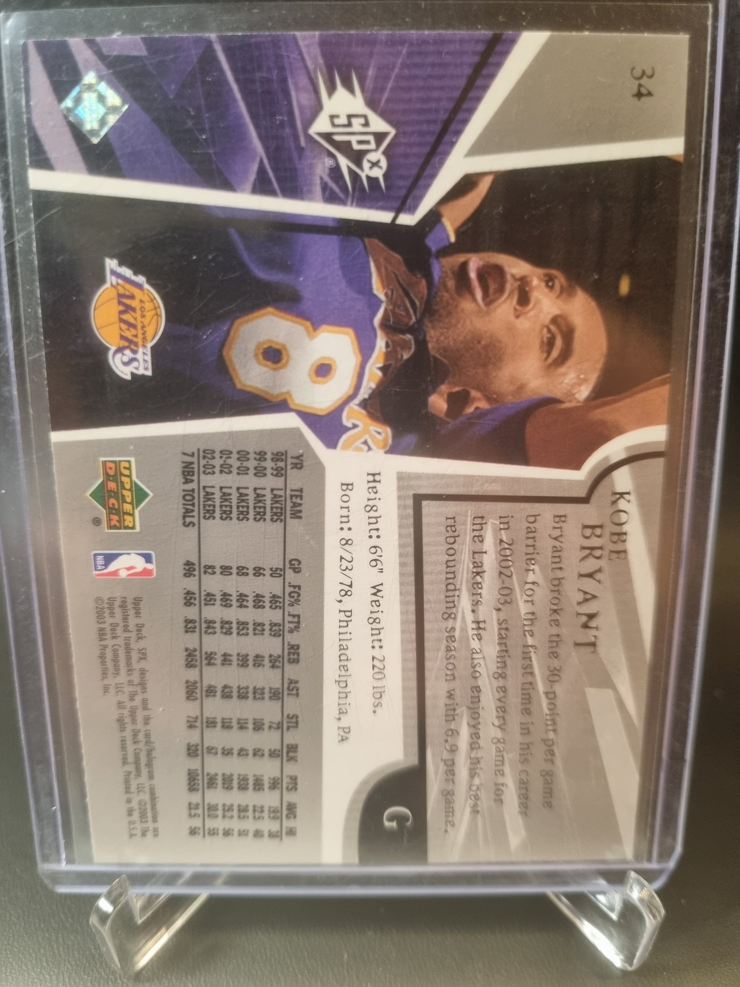 2003 Upper Deck SPX #34 Kobe Bryant Hologram