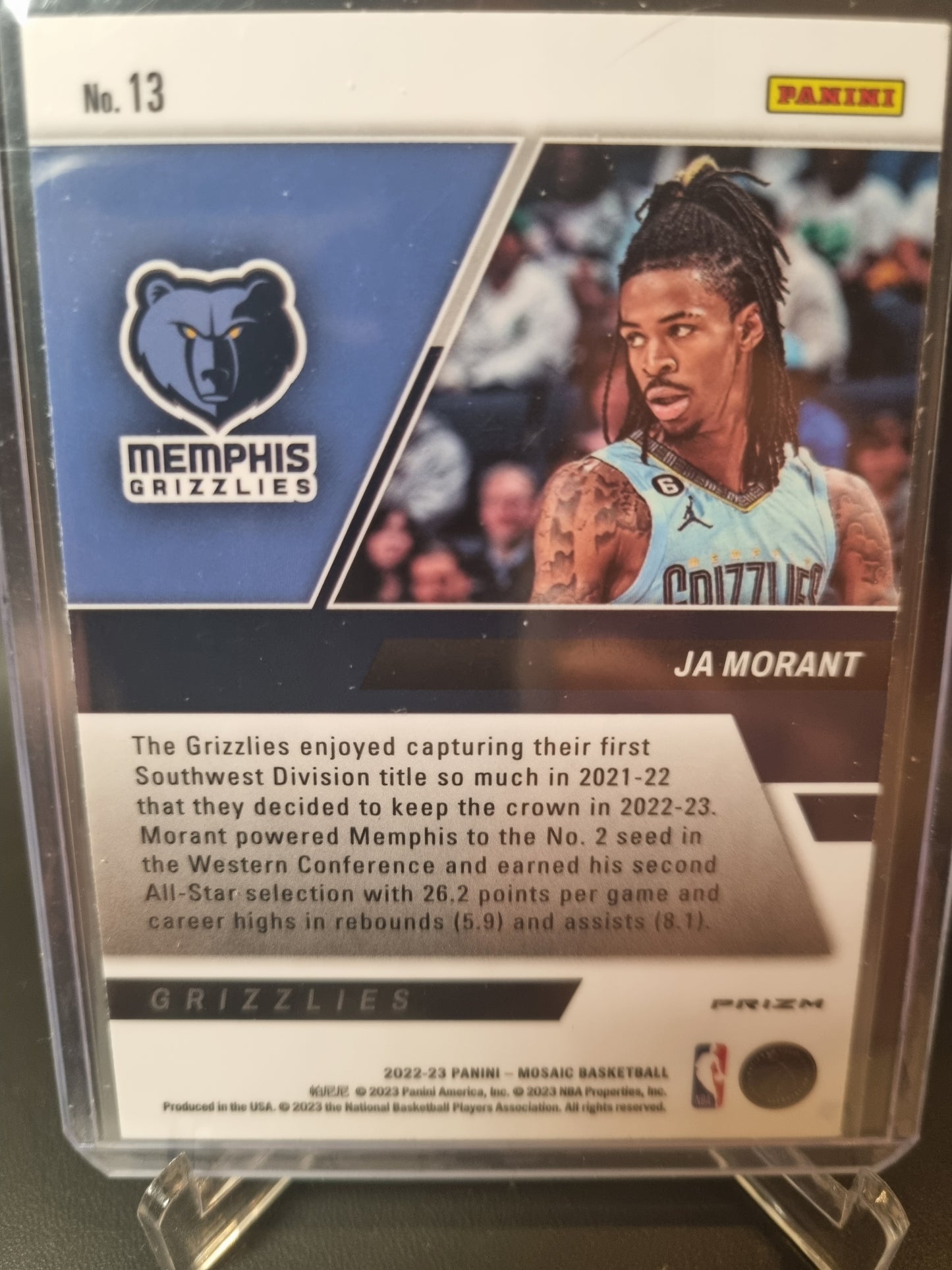 2022-23 Panini Mosaic #13 JA Morant Prizm Mosaic Stare Masters