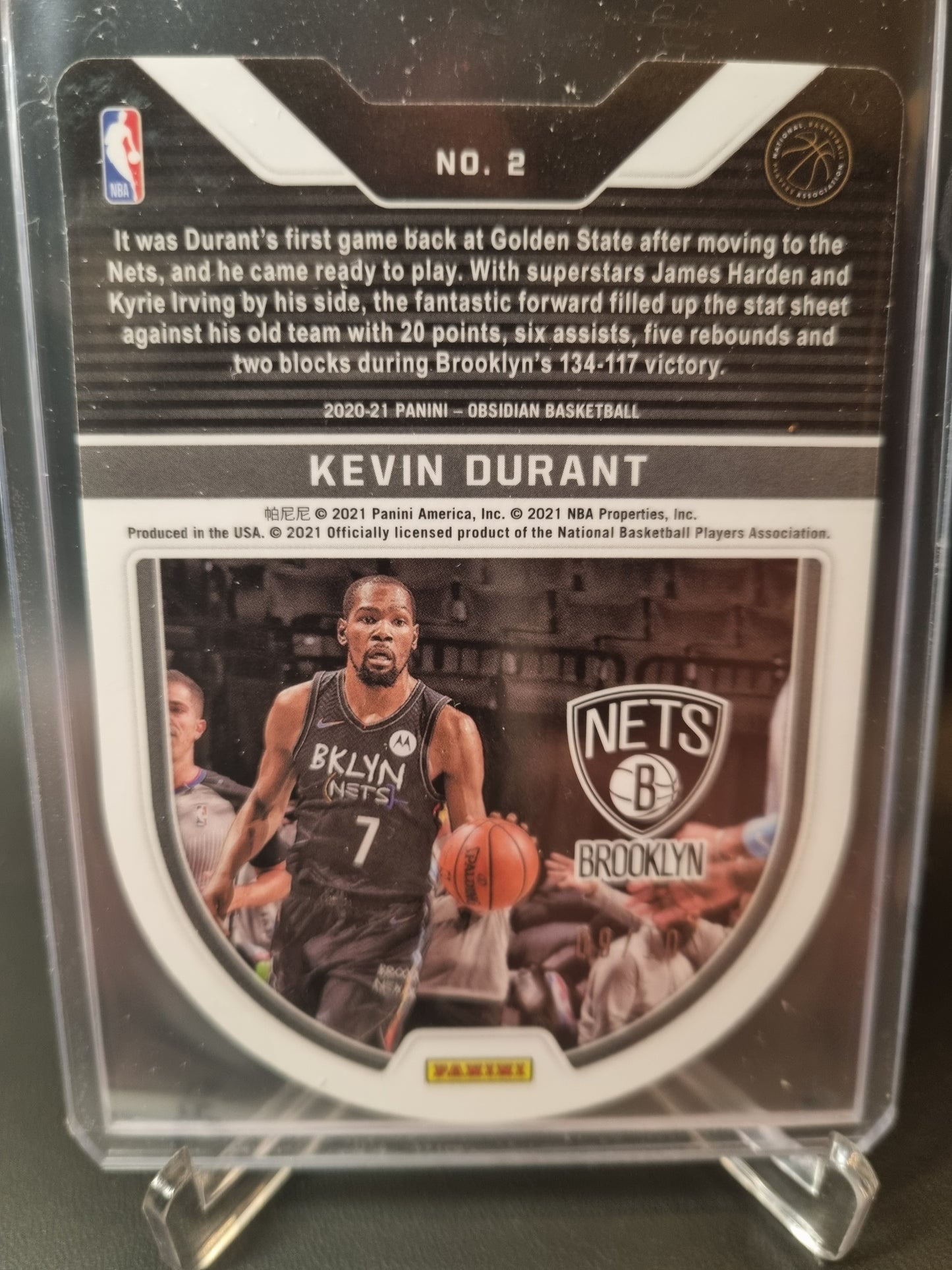 2020-21 Panini Obsidian #2 Kevin Durant Tunnel Vision Gold 09/10