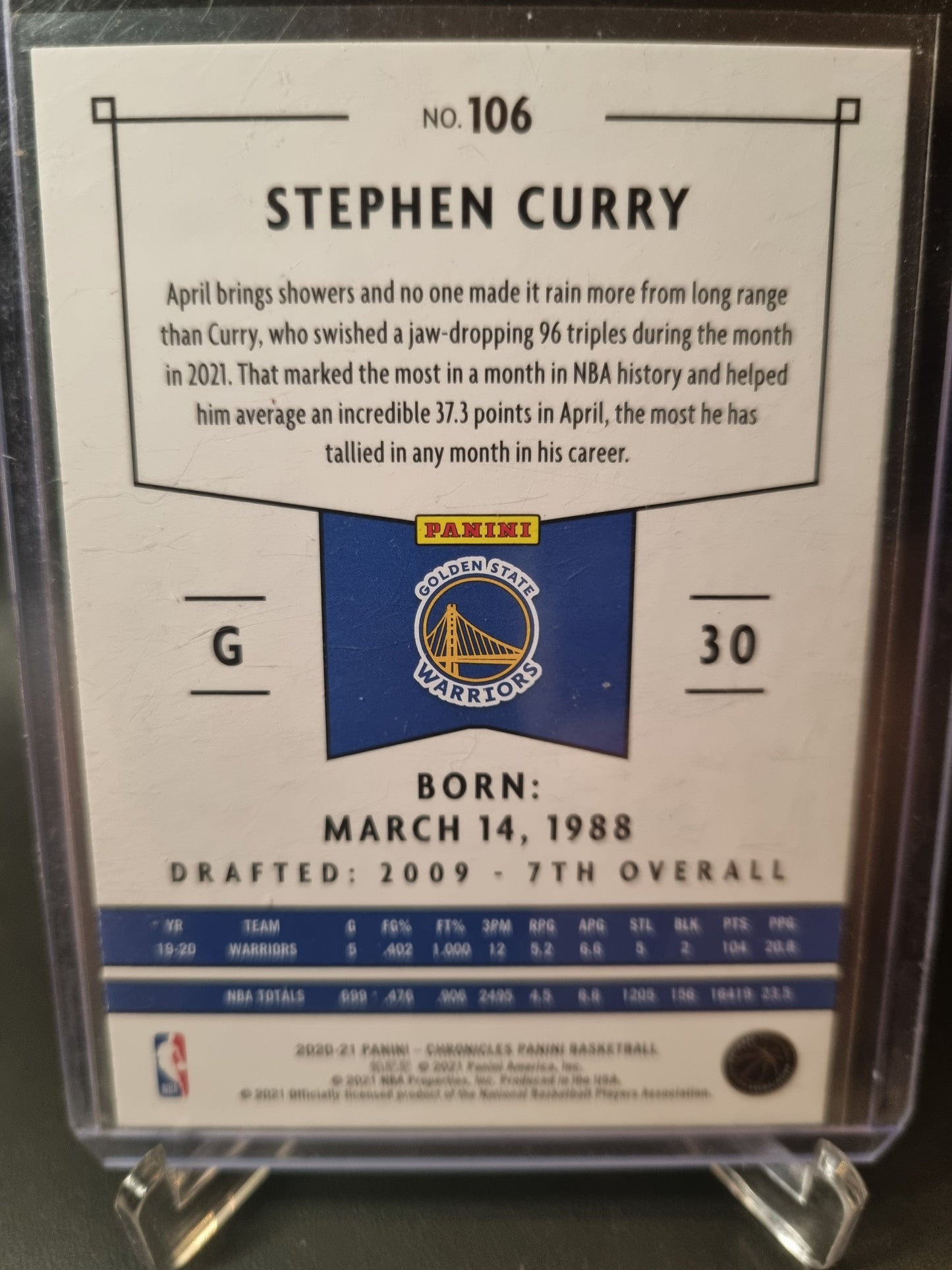 2020-21 Panini Chronicles #106 Stephen Curry Purple