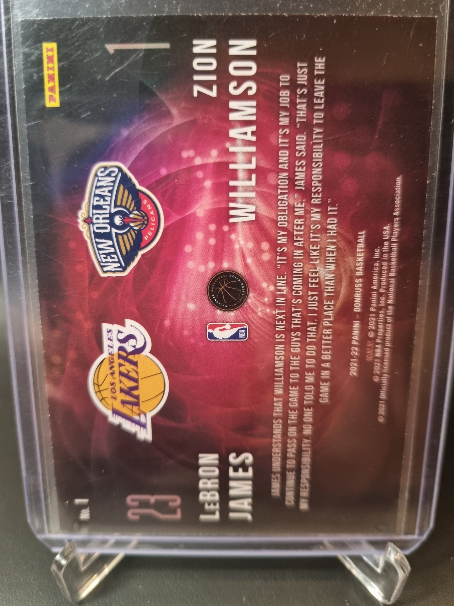 2021-22 Panini Donruss #1 Lebron James/Zion Williamson Duos