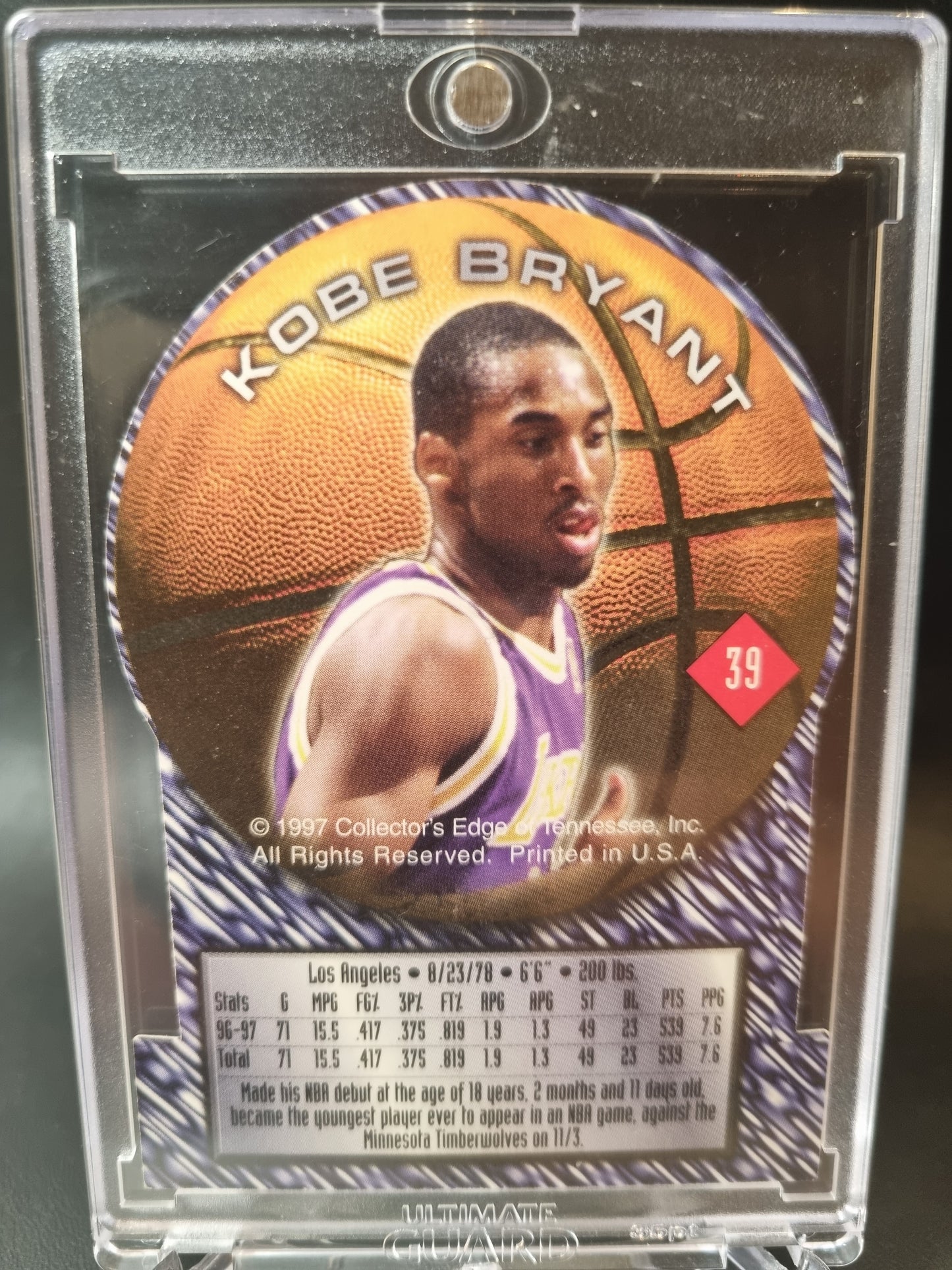 1996-97 Collectors Edge #39 Kobe Bryant Rookie Card Edge Impulse Die Cut