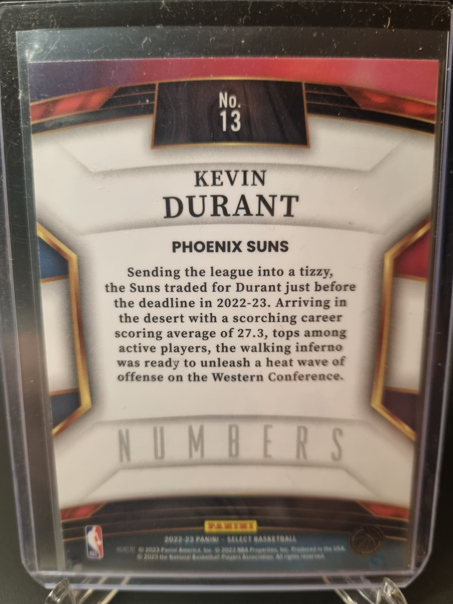 2022-23 Panini Select #13 Kevin Durant Numbers