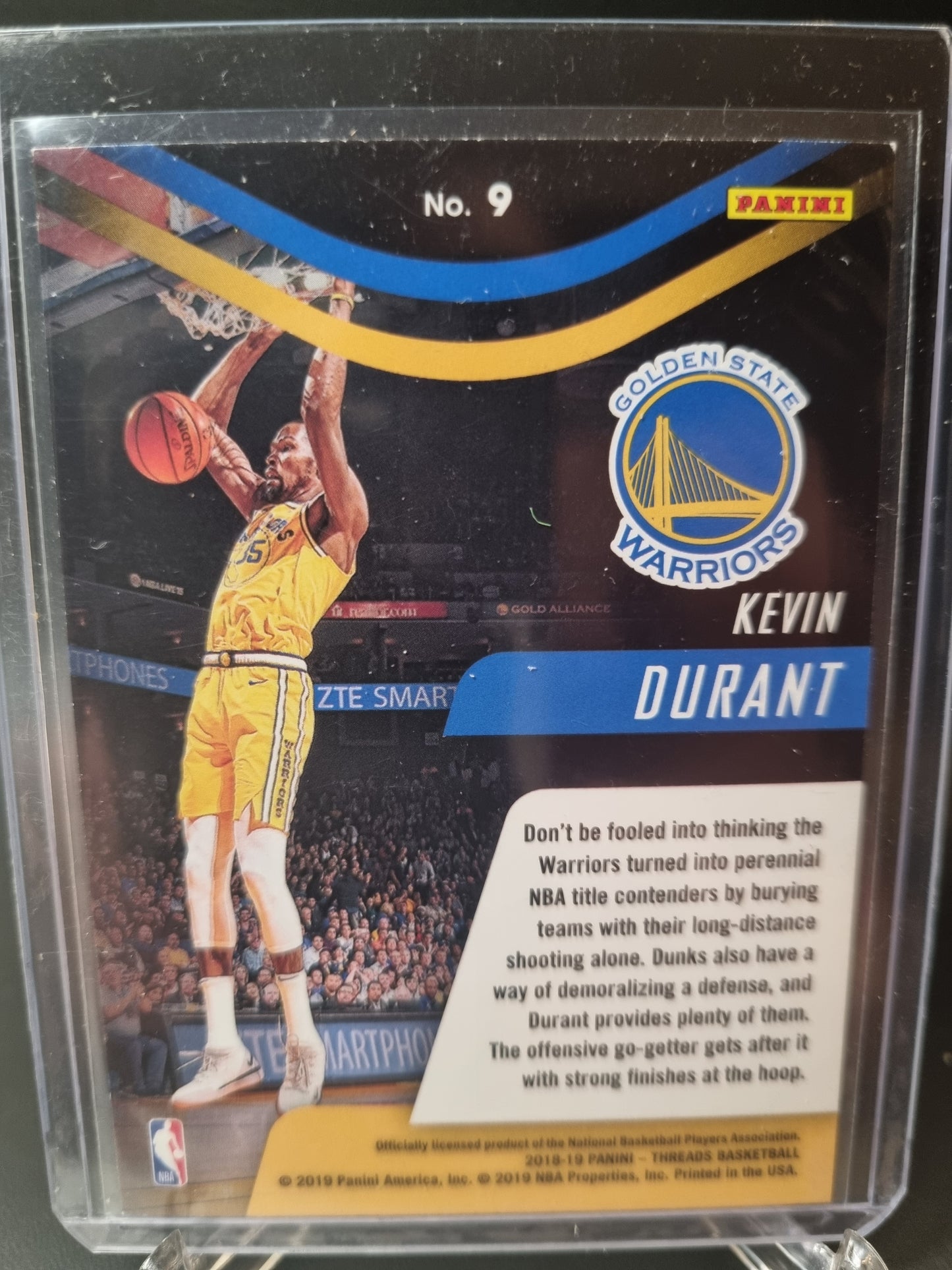 2018-19 Panini Threads #9 Kevin Durant Bringing Down The House