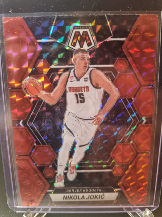 2022-23 Panini Mosaic #168 Nikola Jokic Red Mosaic Prizm