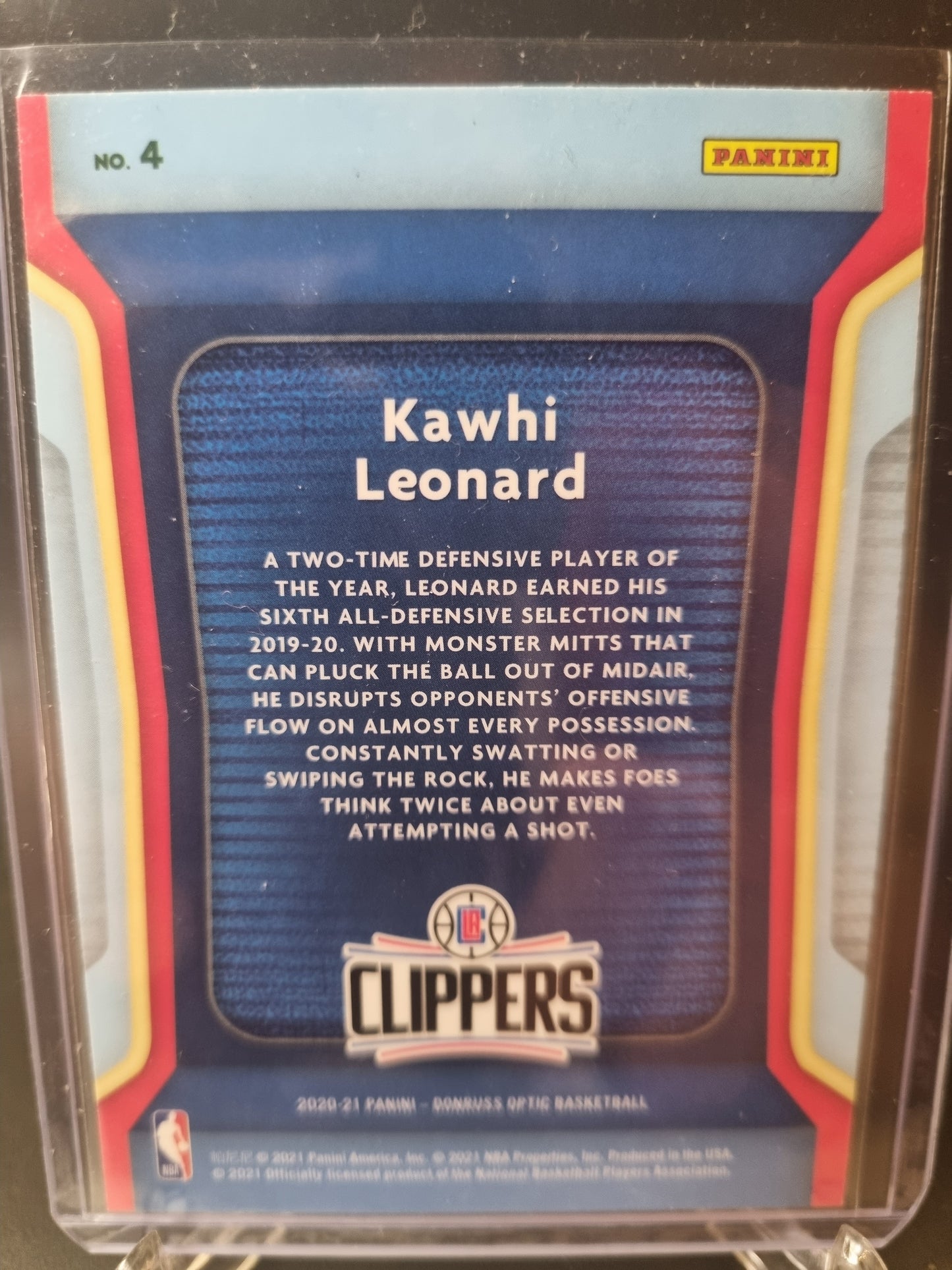 2020-21 Panini Donruss Optic #4 Kawhi Leonard Air Defense