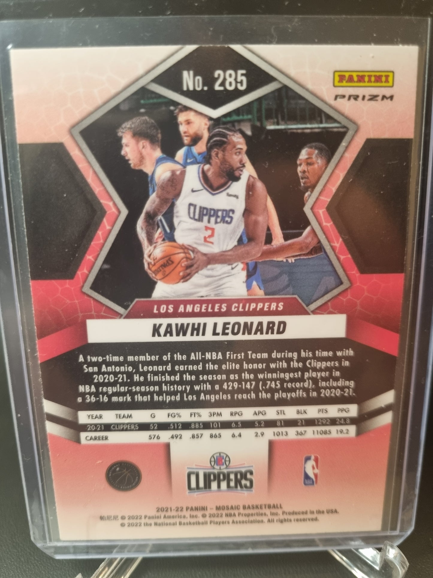 2021-22 Panini Mosaic #285 Kawhi Leonard Mosaic Prizm