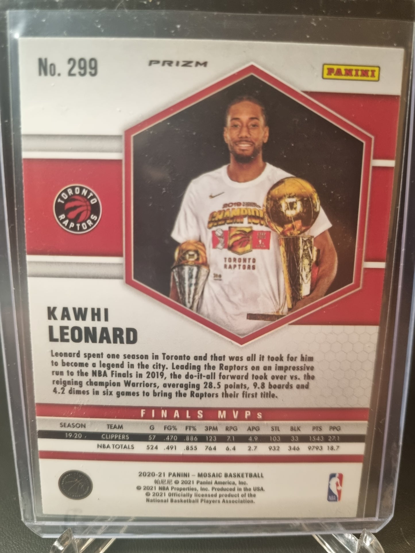 2020-21 Panini Mosaic #299 Kawhi Leonard Finals MVPs Green Mosaic Prizm