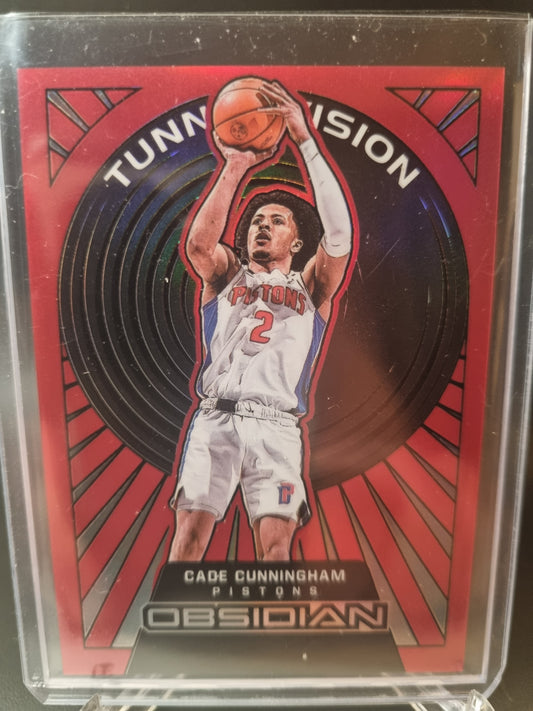 2021-22 Panini Obsidian #2 Cade Cunningham Rookie Card Tunnel Vision Red Flood