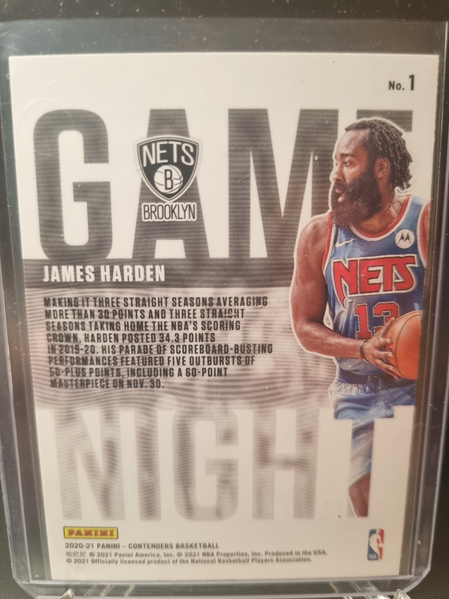 2020-21 Panini Contenders #1 James Harden Game Night Red