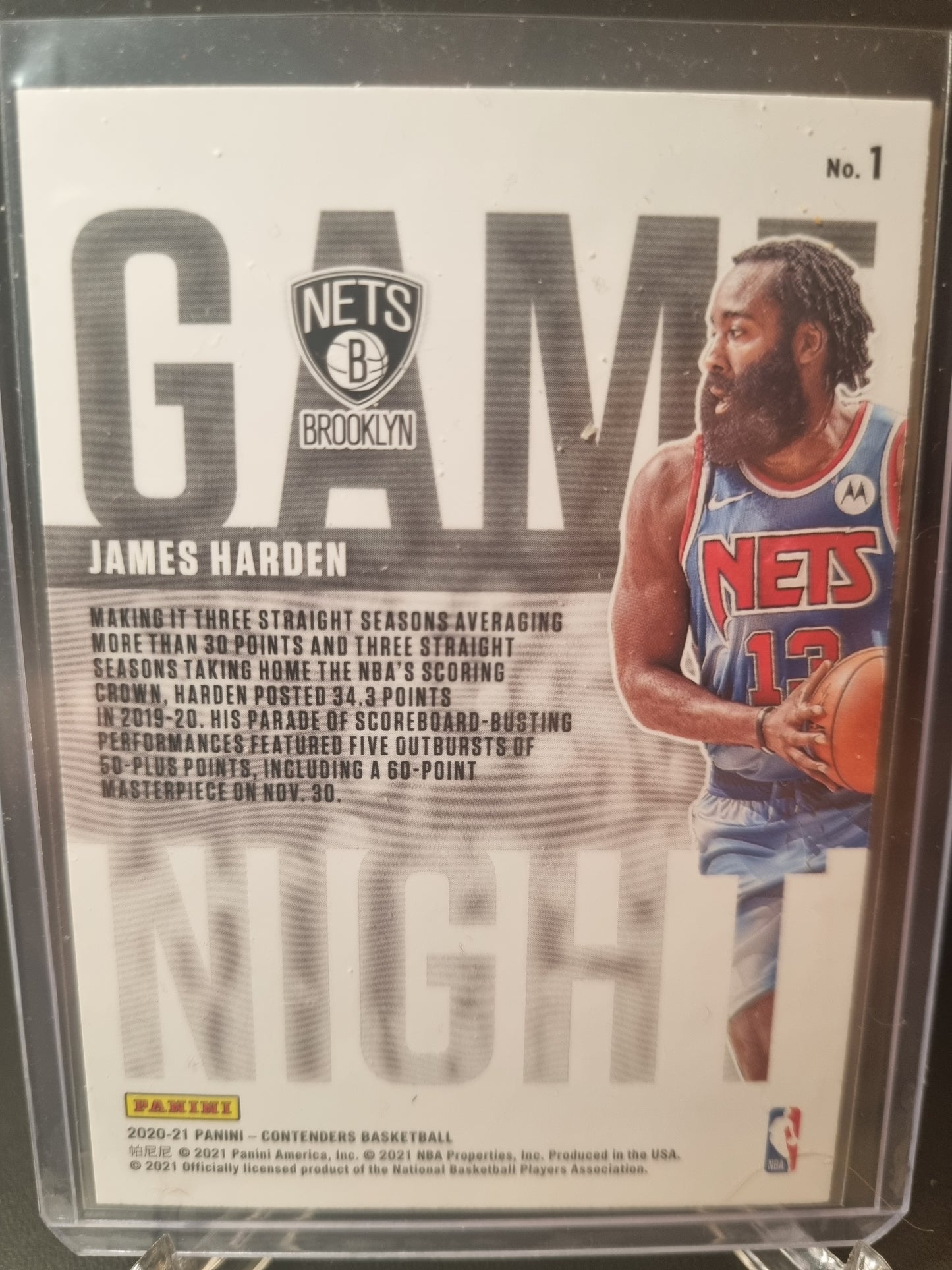 2020-21 Panini Contenders #1 James Harden Game Night