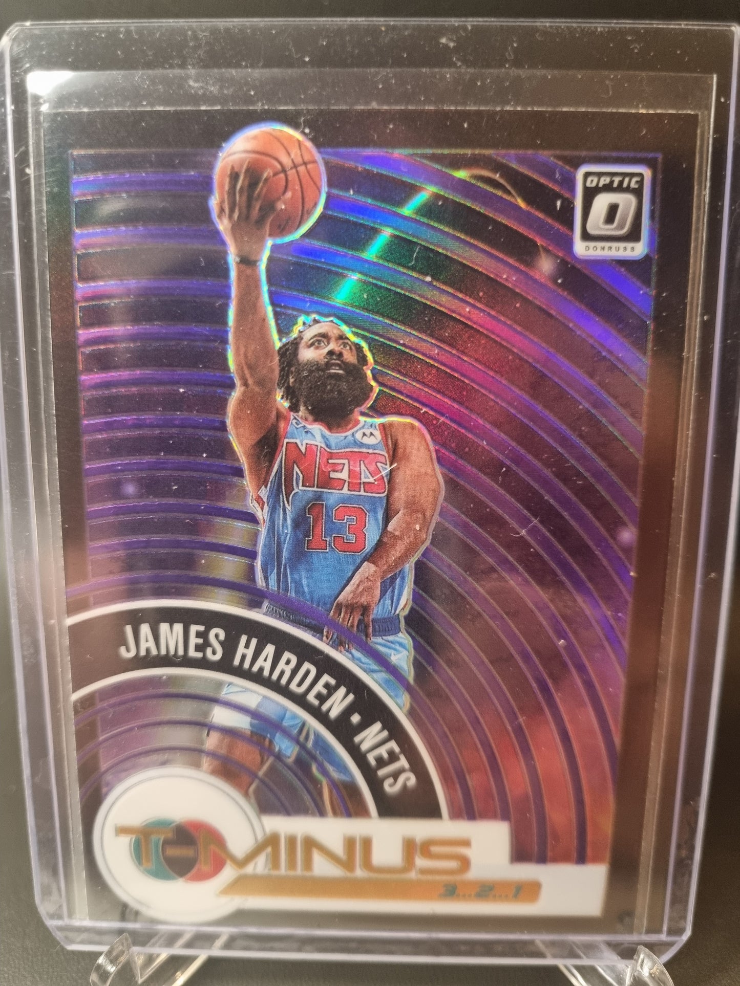 2020-21 Panini Donruss Optic #7 James Harden T Minus 3 2 1 Purple Prizm